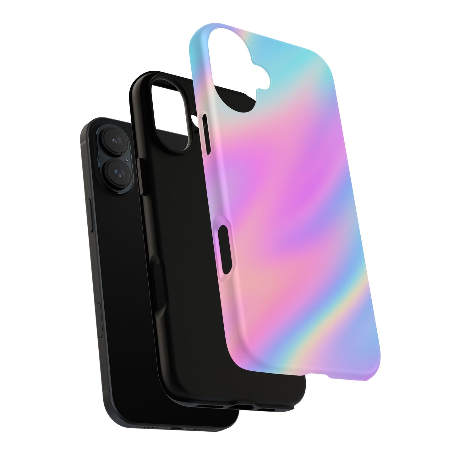 Colorful Holographic Phone Case, Tough Cases for iPhone, Trendy Phone Cover, Unique Gift for Her, Pastel Phone Accessory