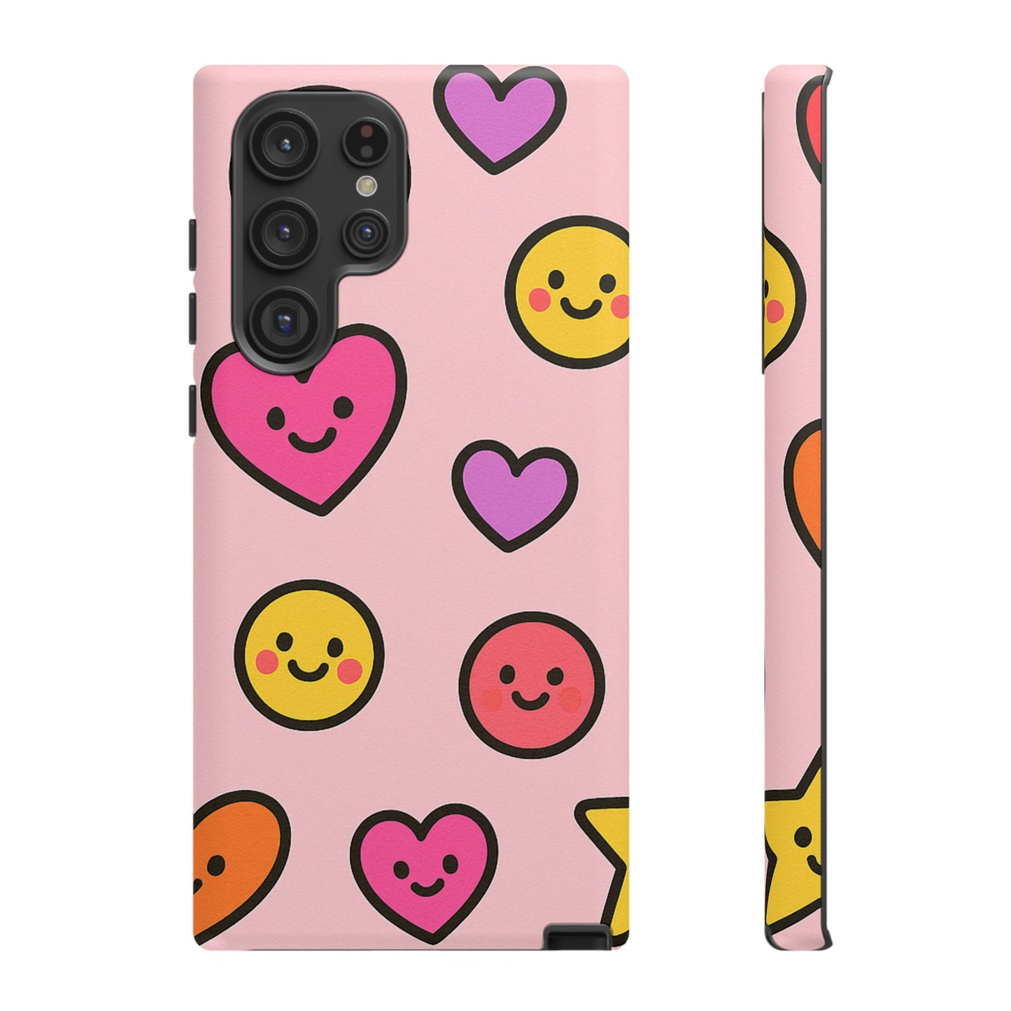 Cute Phone Case with Smiley Faces and Hearts, Fun Gift for Kids and Teens, Cellphone Protector, Birthday Present, Cute Accessories