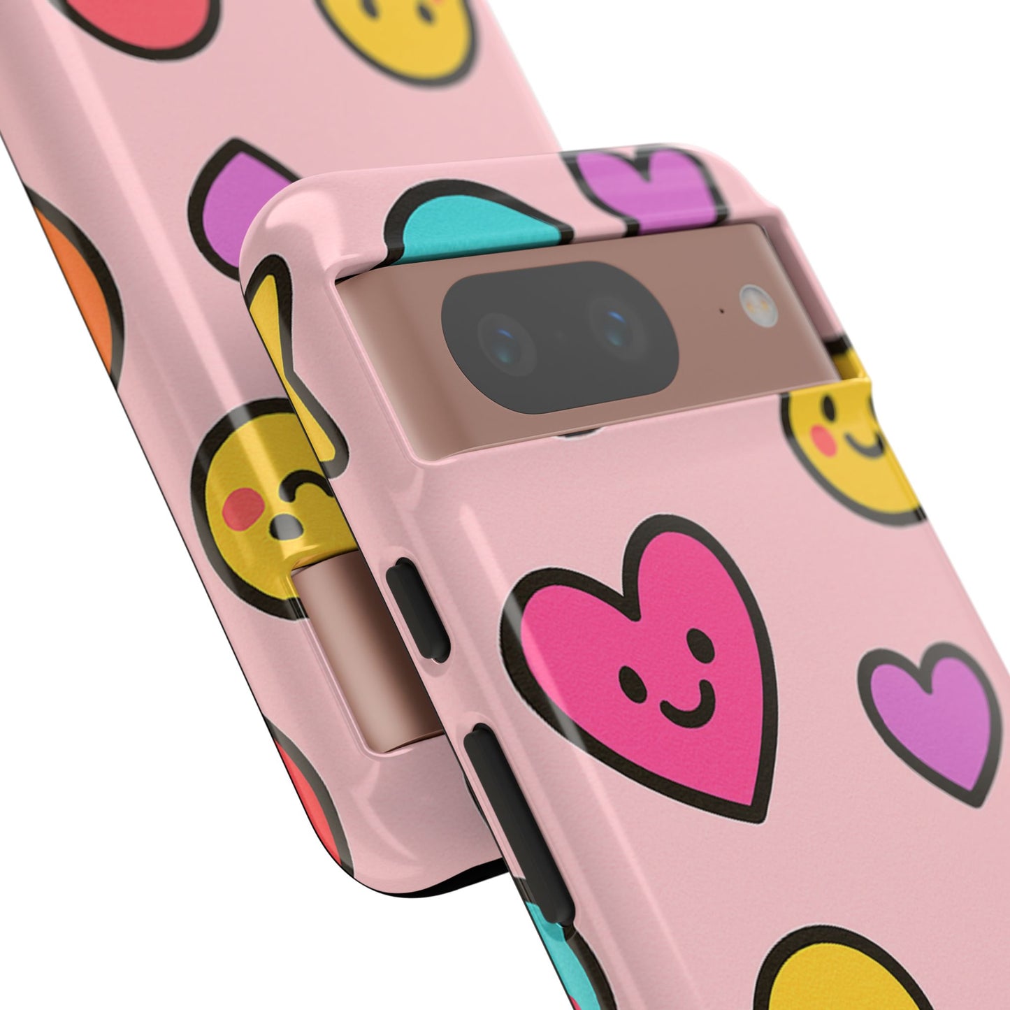 Cute Phone Case with Smiley Faces and Hearts, Fun Gift for Kids and Teens, Cellphone Protector, Birthday Present, Cute Accessories