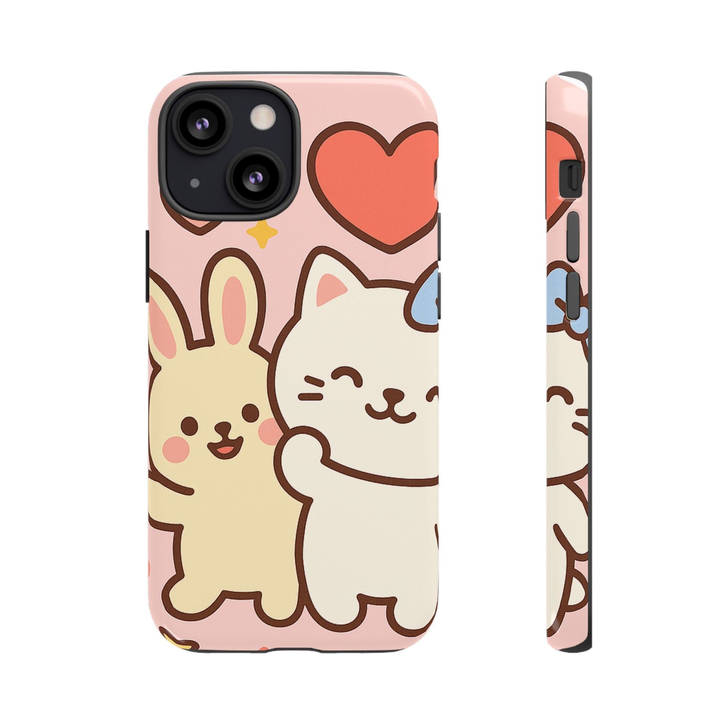 Cute Animal Phone Case -Tough Cases with Bunny and Cat Design, Kawaii Gift for Kids, Birthday, Everyday Use, Phone Accessories, teenage girl