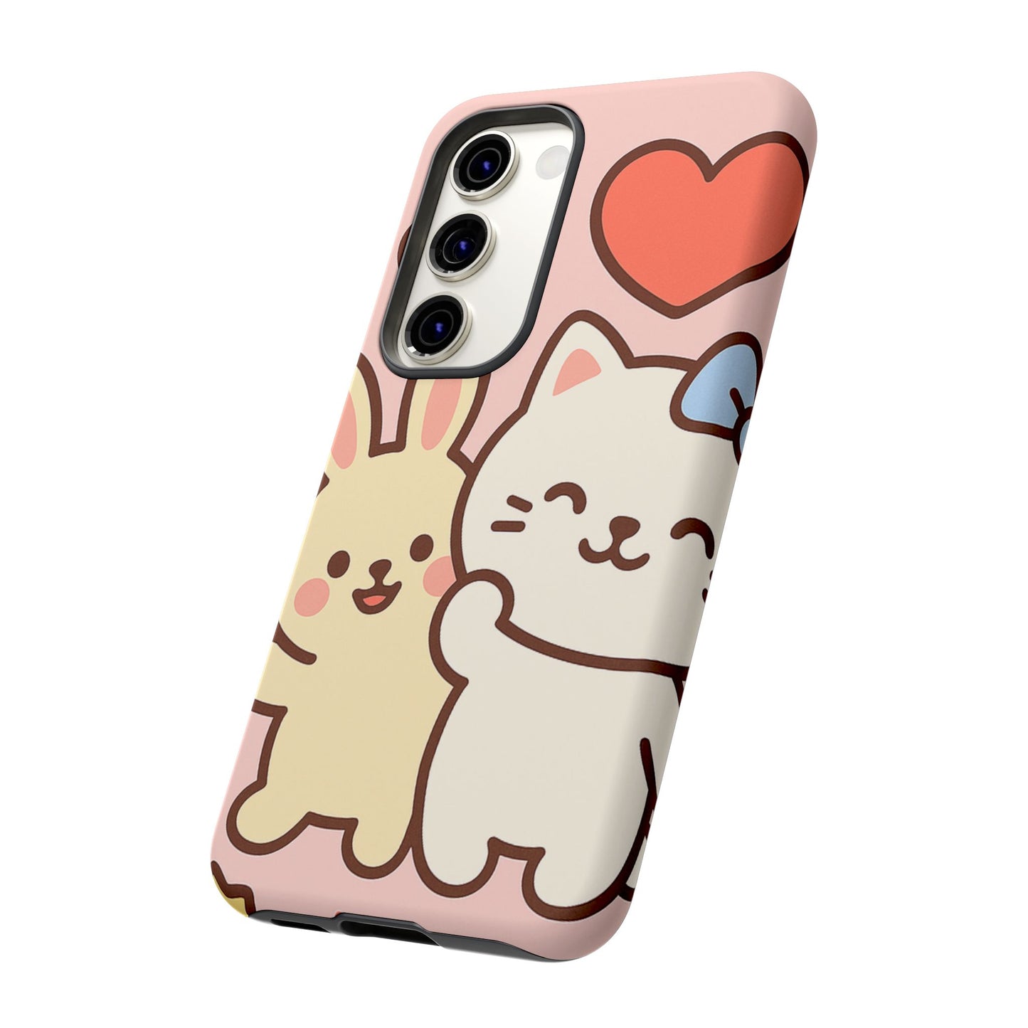 Cute Animal Phone Case -Tough Cases with Bunny and Cat Design, Kawaii Gift for Kids, Birthday, Everyday Use, Phone Accessories, teenage girl