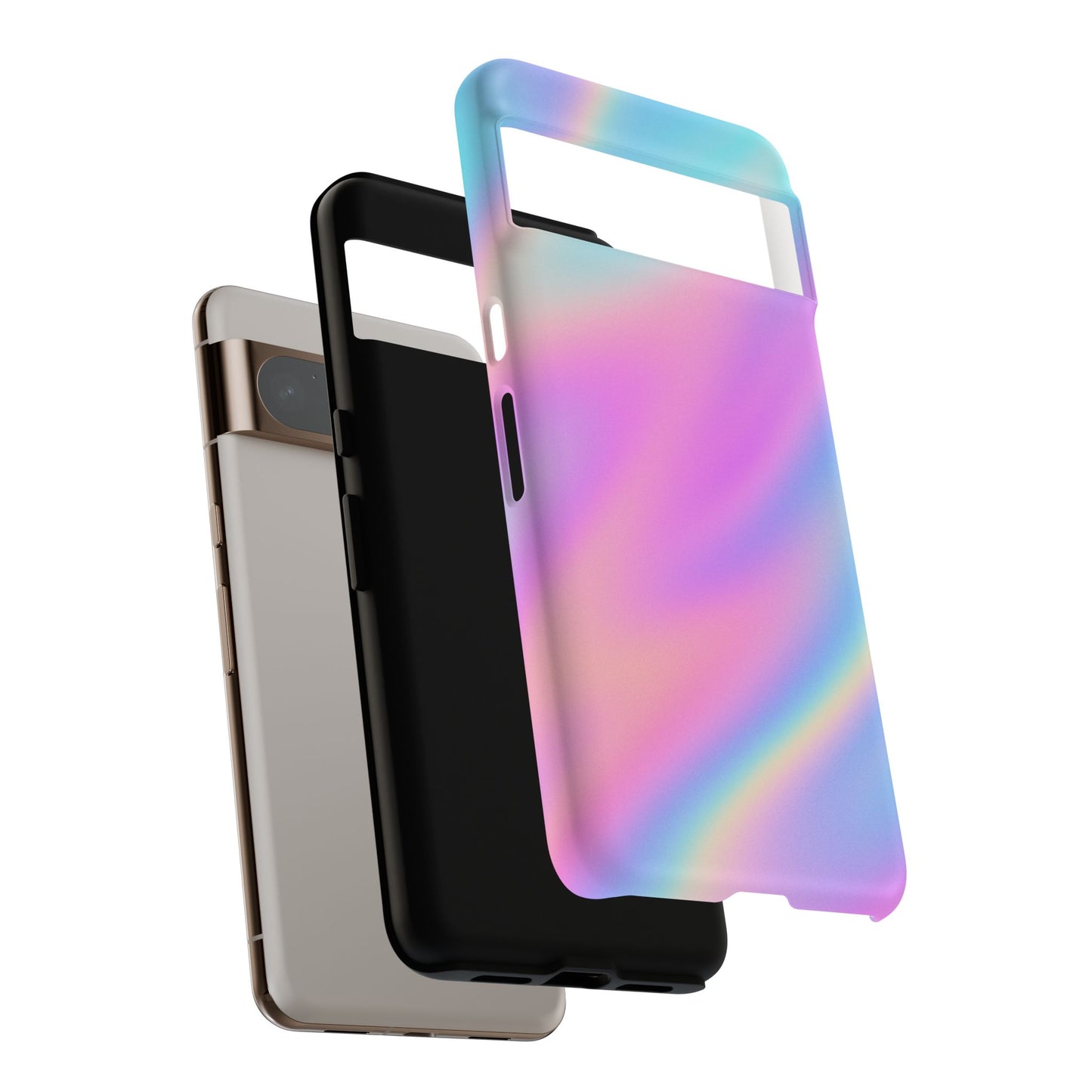 Colorful Holographic Phone Case, Tough Cases for iPhone, Trendy Phone Cover, Unique Gift for Her, Pastel Phone Accessory