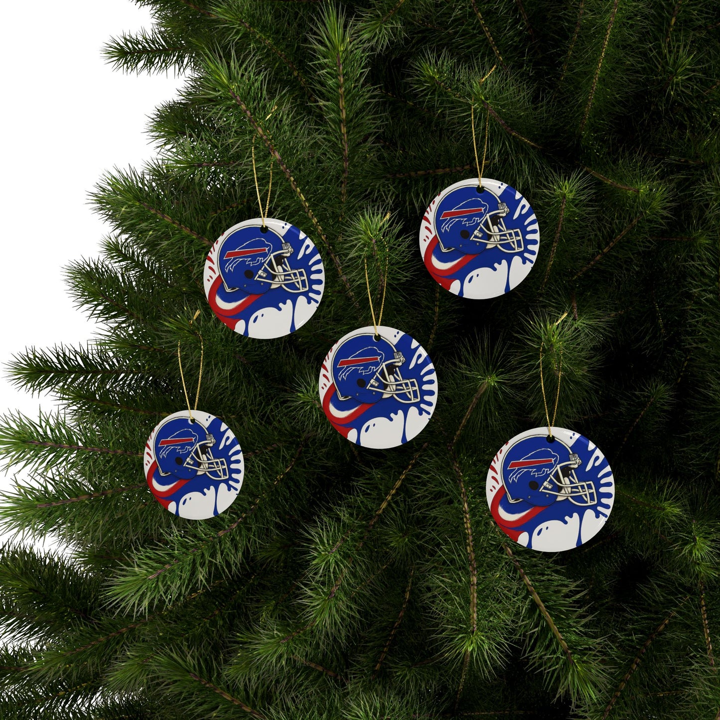 Buffalo Bills Ceramic Ornaments, NFL Holiday Decor, Sports Tree Ornaments, Fan Gift, Football Christmas Decorations