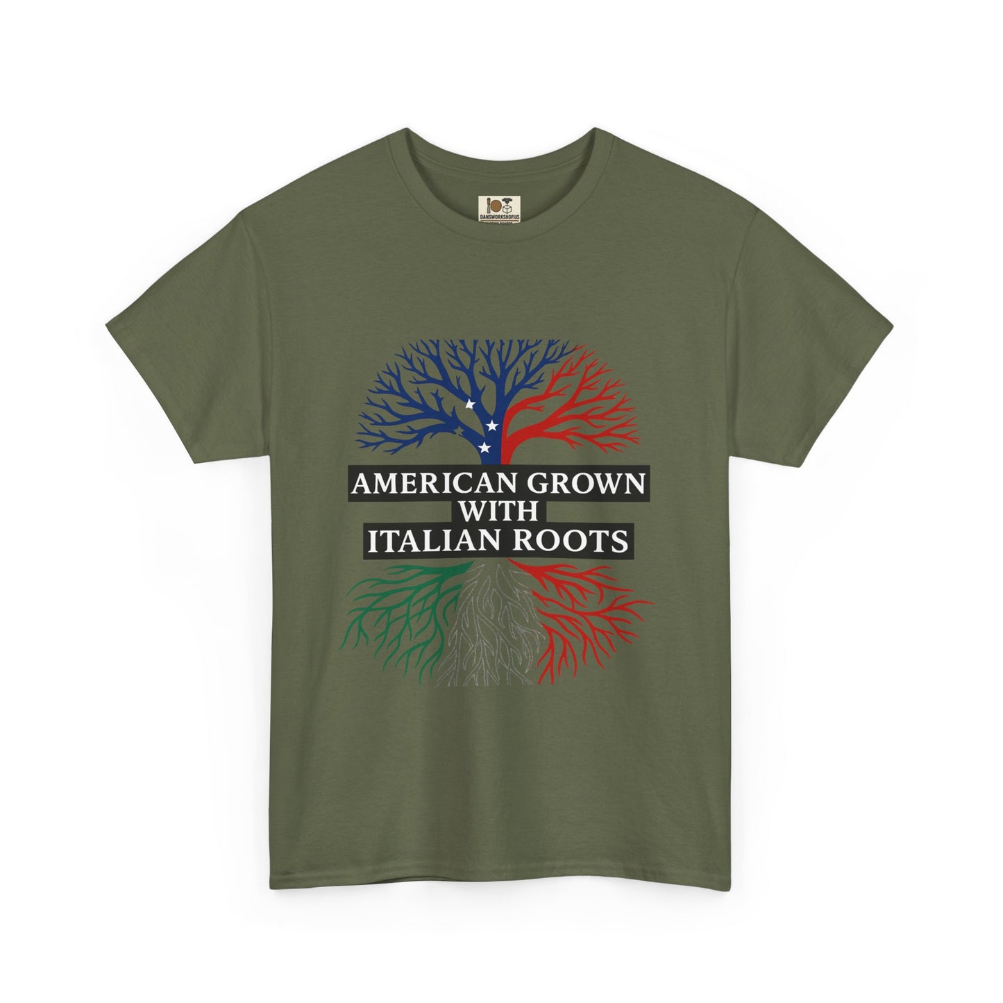 American Grown with Italian Roots Tee | Unisex Cotton Shirt, Heritage Gift, Family Reunion Apparel, Casual Wear, Patriotic Fashion