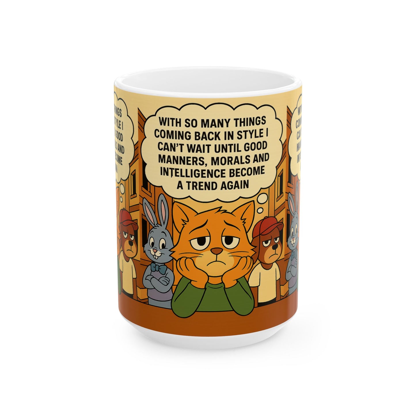 Nostalgic Ceramic Mug, Retro Coffee Cup, Animal Character Drinkware, Gift for Friends, Humor Mug for Home or Office