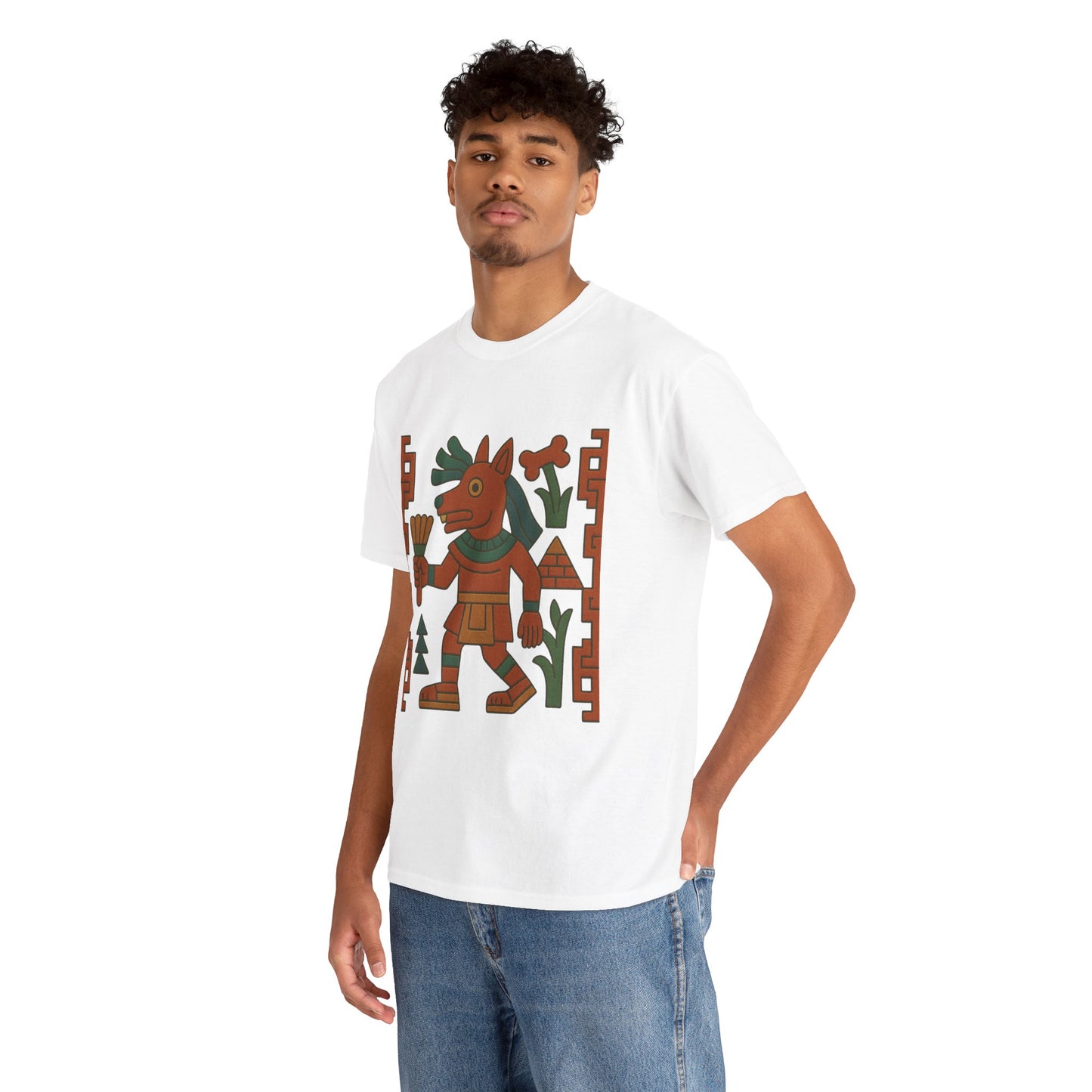 Cultural Graphic Tee, Unisex Cotton T-Shirt, Artistic Apparel, Ethnic Design Shirt, Gift for Art Lovers, Festival Clothing, Aztec