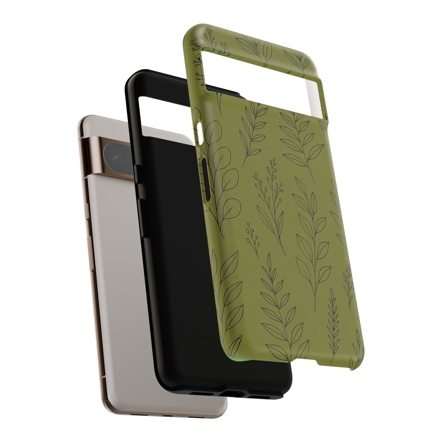 Stylish Phone Case, Botanical Design, Tough Phone Cover, Green Floral Case, Nature Inspired Gift, Eco-Friendly Accessory