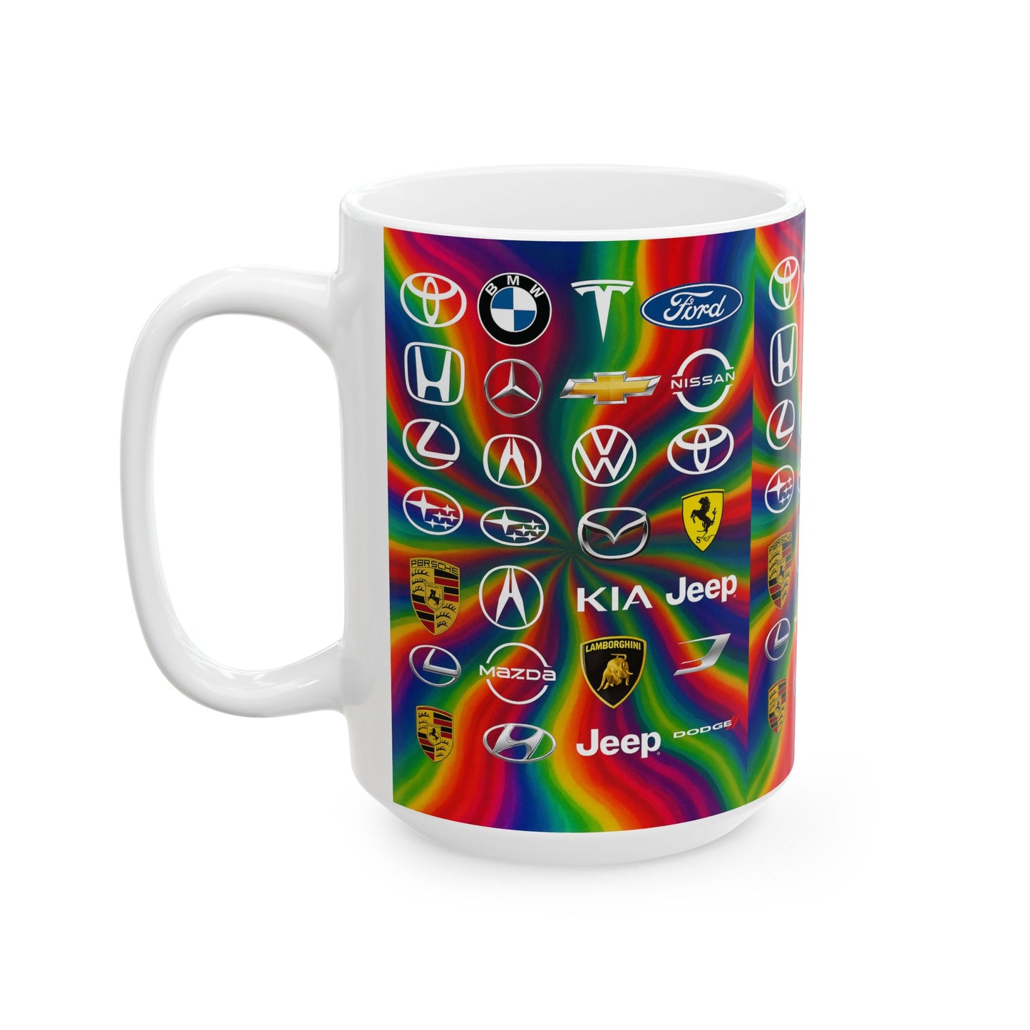 Vibrant Auto Enthusiast Ceramic Mug | Car Logo Collection, Unique Gift for Car Lovers, Rainbow Design, 11oz & 15oz Sizes, Perfect for [...]