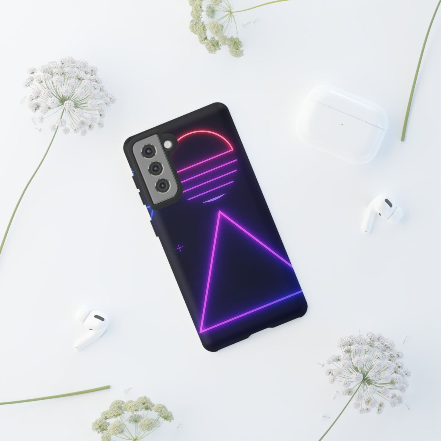 Retro Neon Phone Case, Tough Cases for iPhone, 80s Aesthetic Phone Cover, Abstract Neon Design, Gift for Tech Lovers