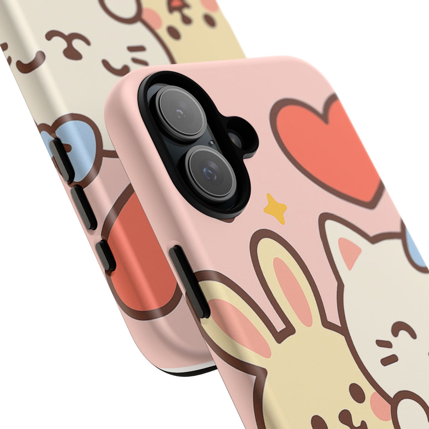 Cute Animal Phone Case -Tough Cases with Bunny and Cat Design, Kawaii Gift for Kids, Birthday, Everyday Use, Phone Accessories, teenage girl