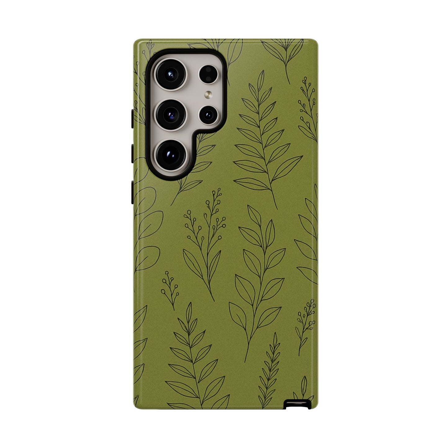 Stylish Phone Case, Botanical Design, Tough Phone Cover, Green Floral Case, Nature Inspired Gift, Eco-Friendly Accessory