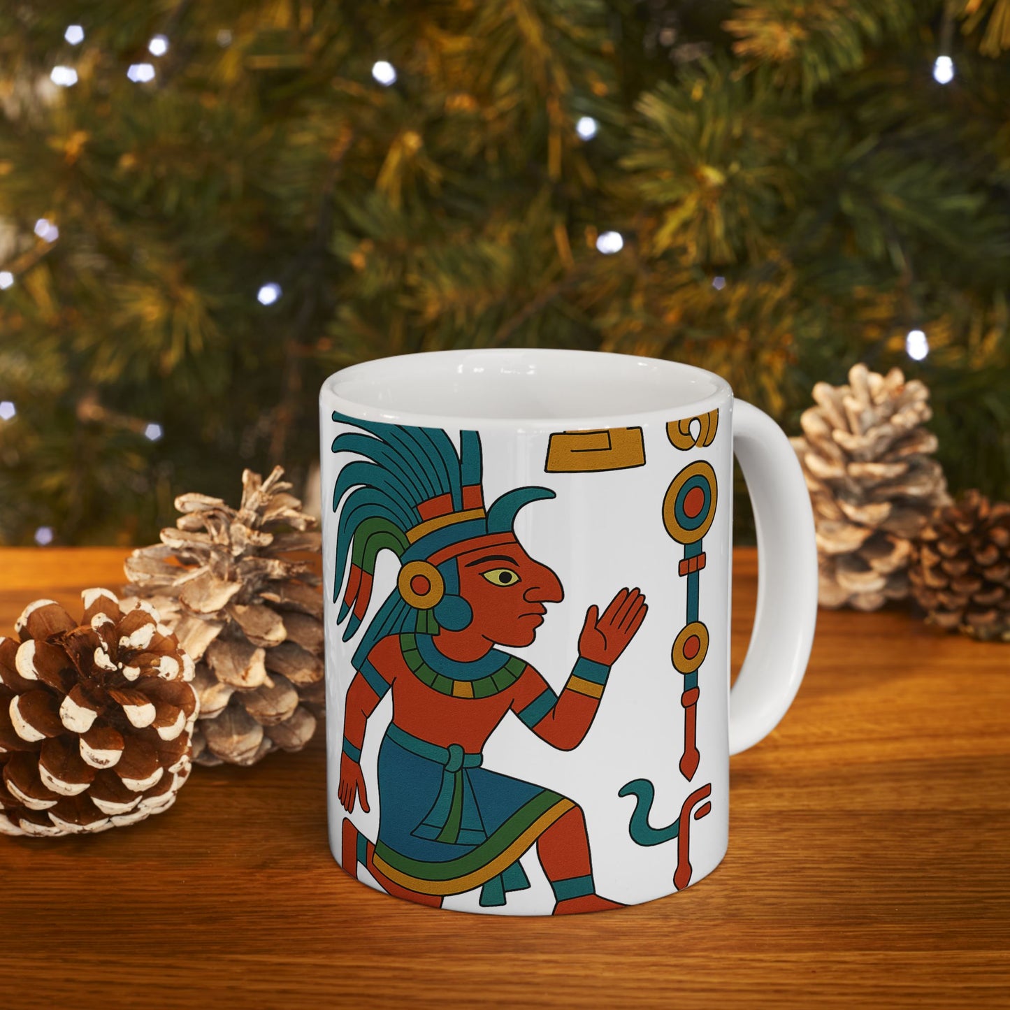 Vibrant Aztec Themed Ceramic Mug | Unique Gift for Coffee Lovers, Art Collectors, Home Decor, Cultural Enthusiasts, Birthday and Holidays, Aztec