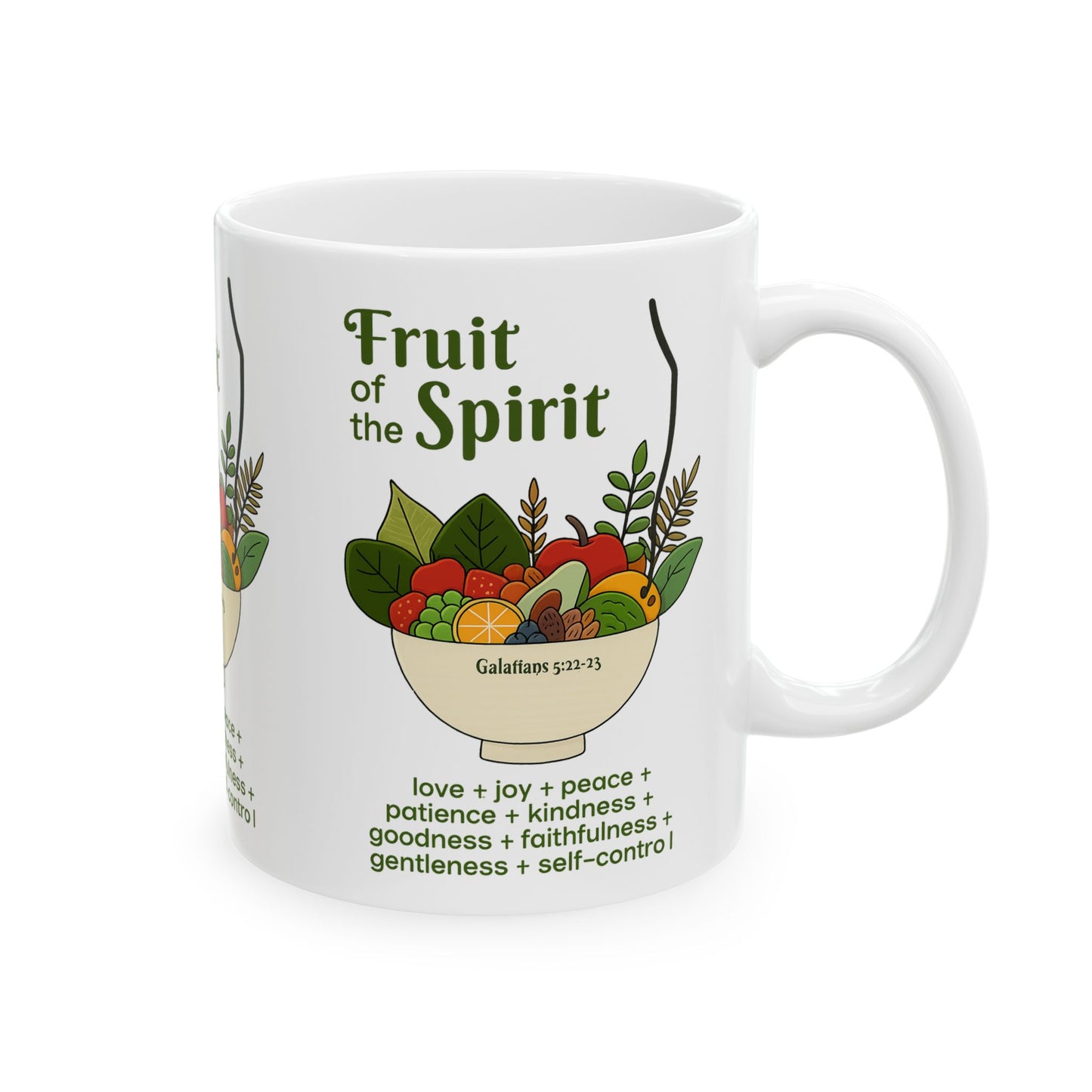 Inspirational Ceramic Mug, Fruit of the Spirit Gift, Christian Coffee Cup, 11oz, 15oz, Encouragement Mug, Religious Kitchenware