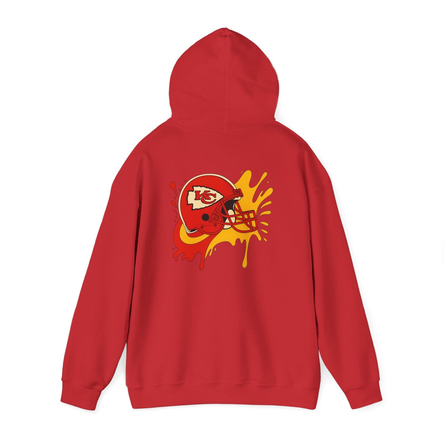 Sporty Graffiti Hoodie for Chiefs Fans, Versatile Streetwear, Perfect Gift for Game Day, Fashionable Fall Layer, Unisex Heavy Blend