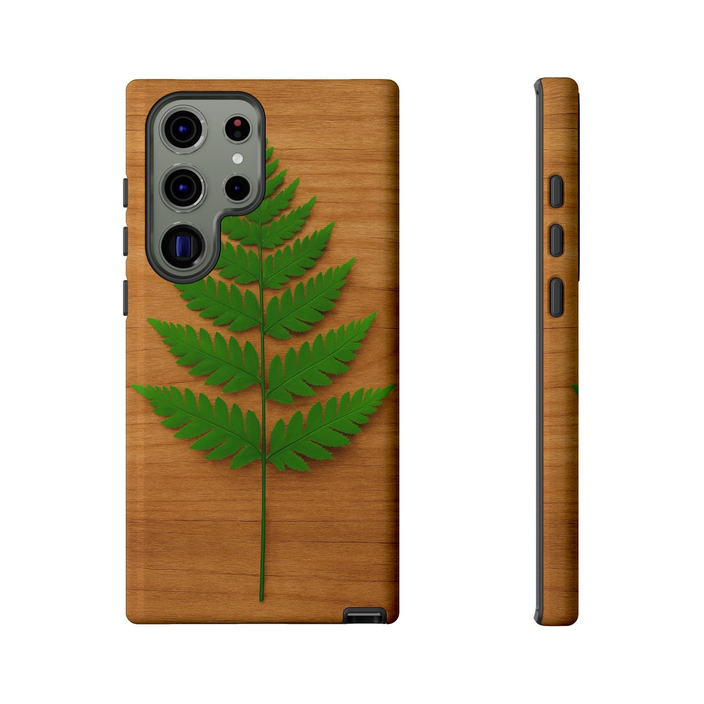 Wooden Fern Phone Case - Eco-Friendly Tough Cases for Nature Lovers, Unique Gift, Customizable Design, Nature-Themed Accessories