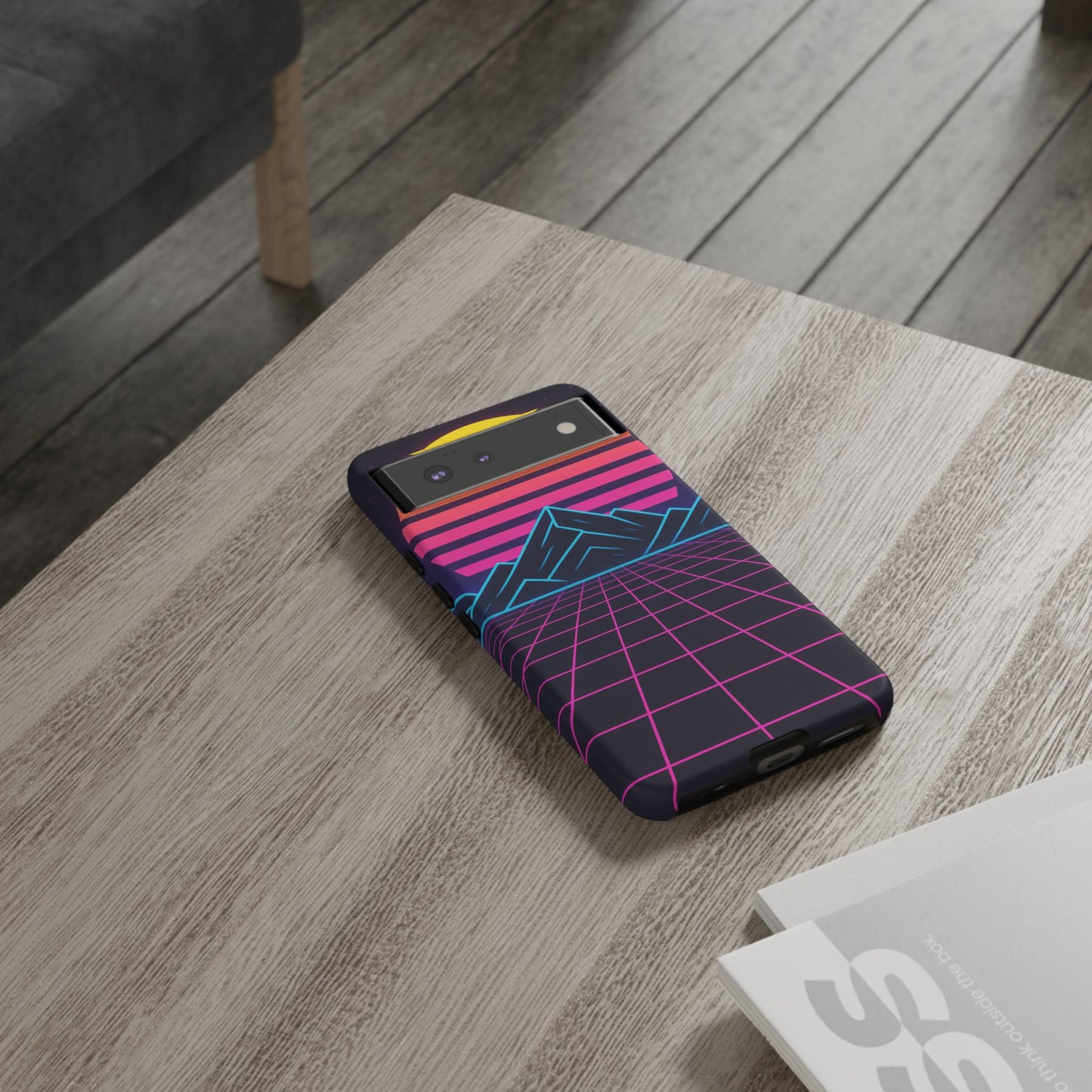 Retro Sunset Phone Case, Vintage Neon Case, 80s Aesthetic Cover, Gift for Tech Lovers, Unique Phone Accessories