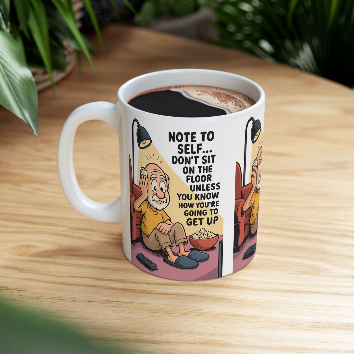 Humorous Ceramic Mug for Seniors, Funny Coffee Cup, Gag Gift, Retirement Present, Birthday Mug, Quirky Decor