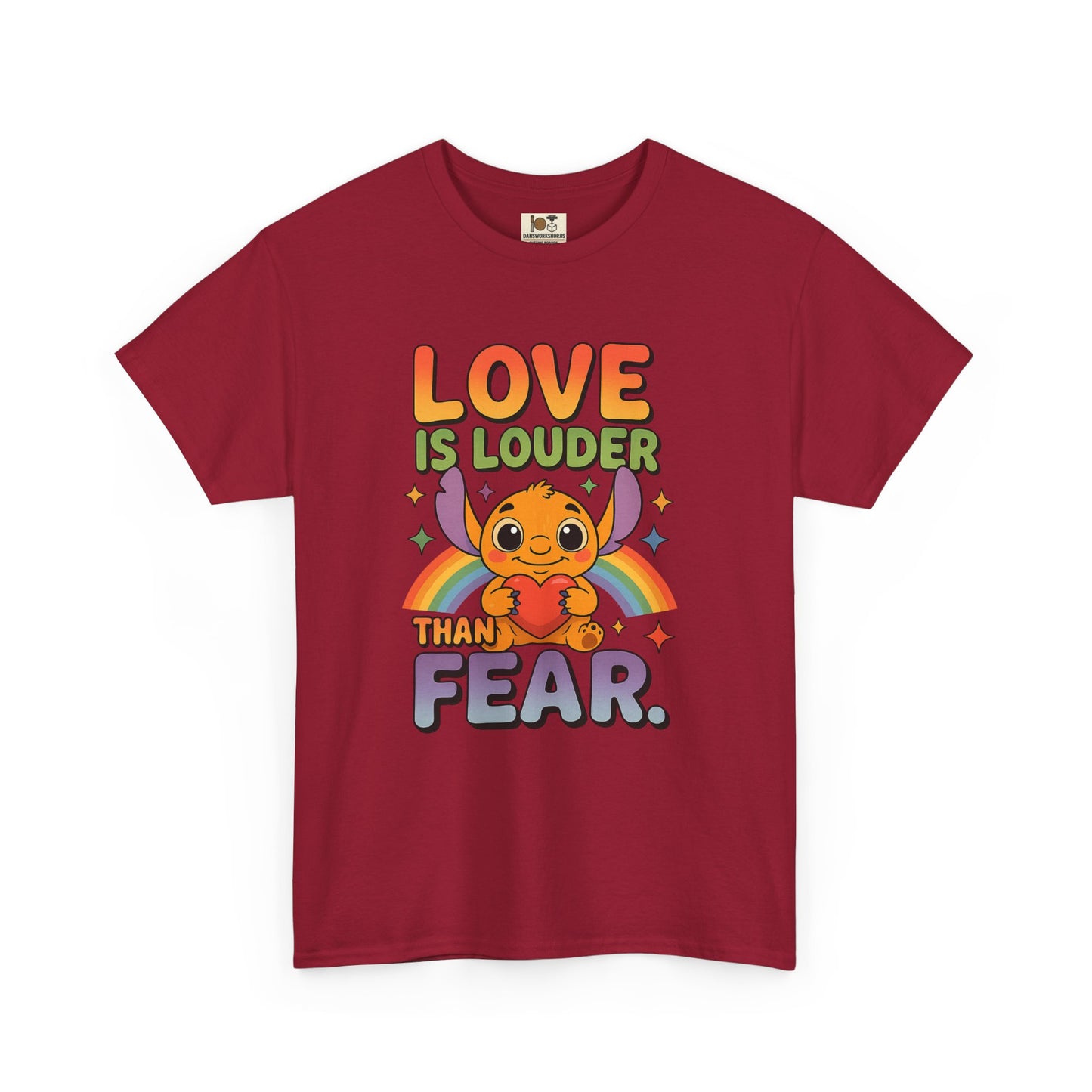 Love is Louder Unisex Heavy Cotton Tee, Positive Vibes Shirt, Pride Apparel, Gift for Friends, Fearless Fashion, Rainbow Graphic Tee