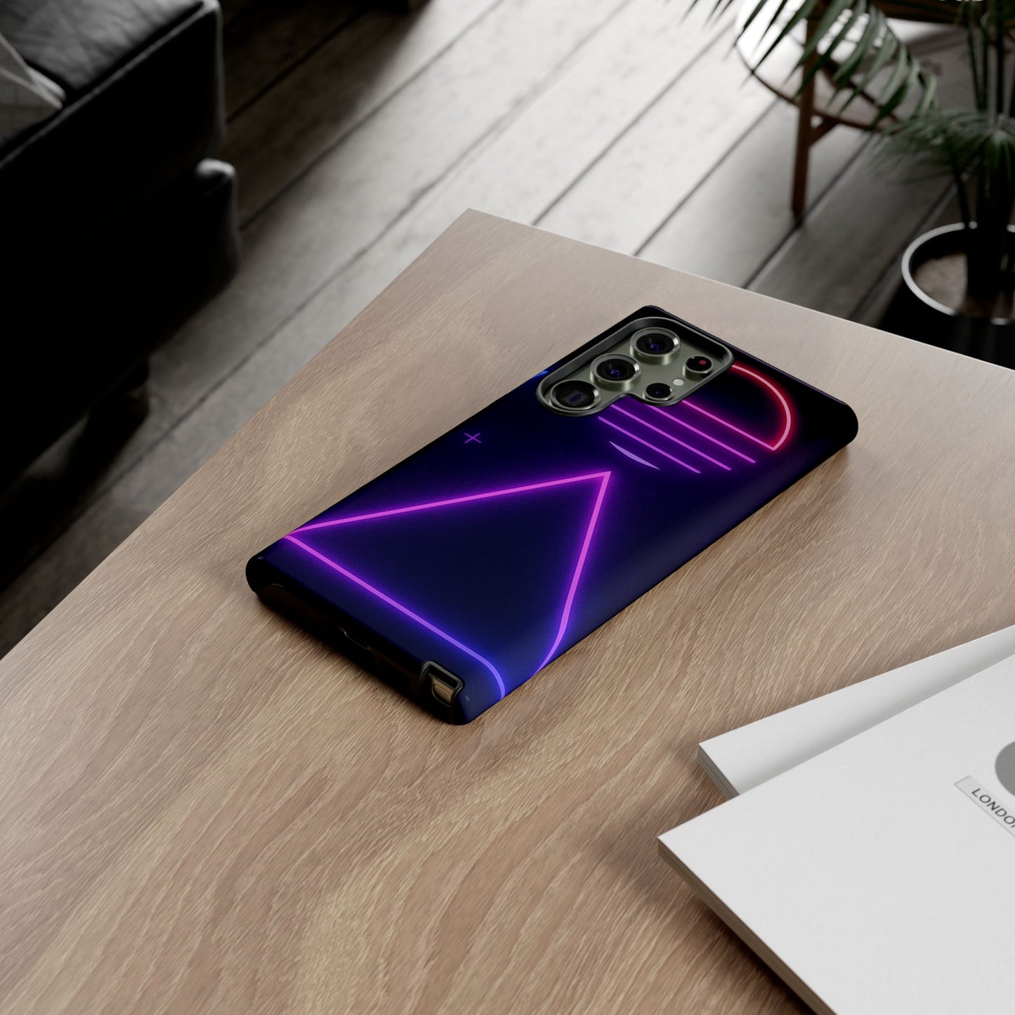 Retro Neon Phone Case, Tough Cases for iPhone, 80s Aesthetic Phone Cover, Abstract Neon Design, Gift for Tech Lovers