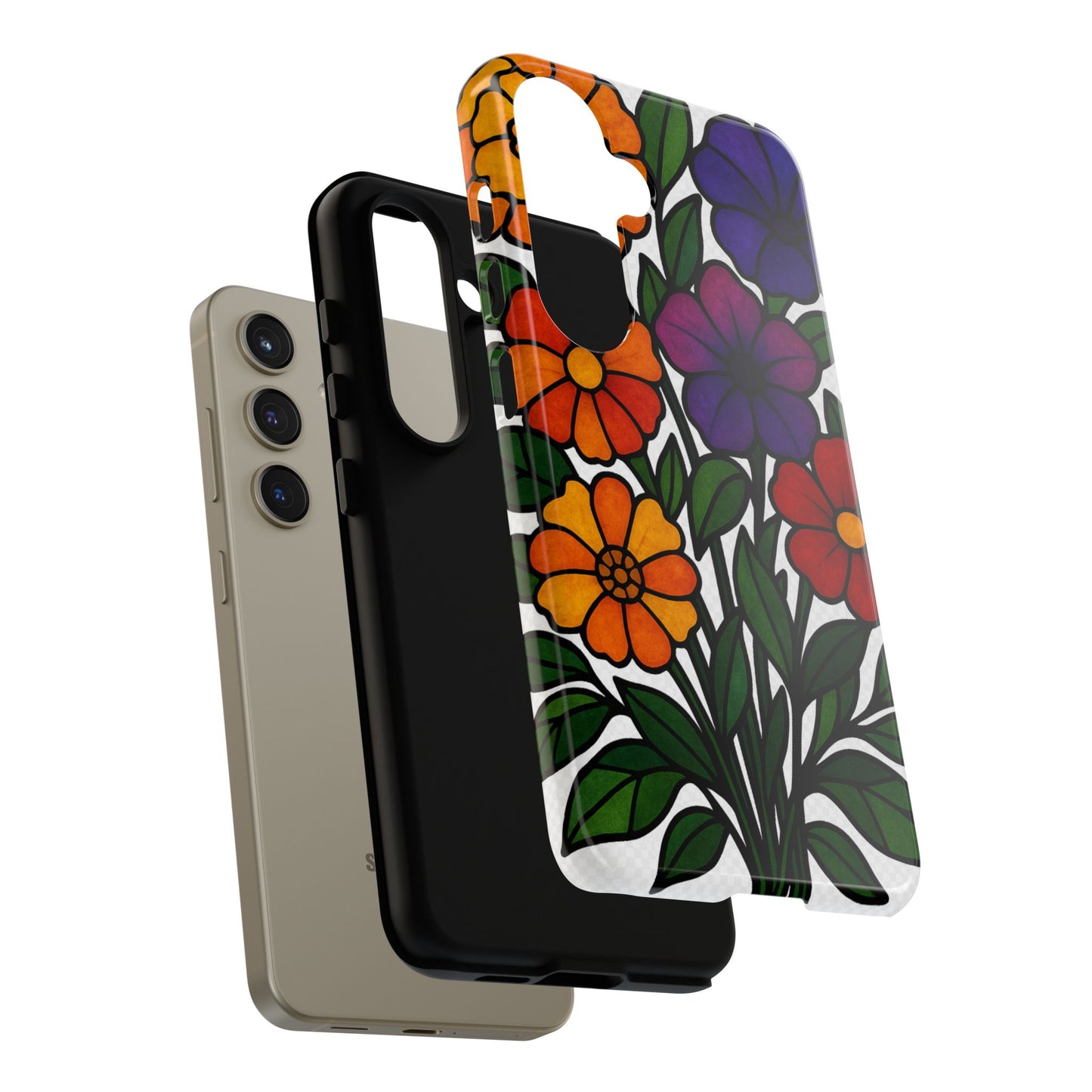 Floral Phone Case, Tough Cases with Colorful Flower Design, Gift for Flower Lovers, Summer Accessories, Trendy Phone Cover