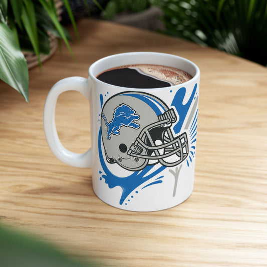 Detroit Lions Ceramic Mug - Perfect for Game Day, Gifts for Fans, NFL Decor, Tailgate Essentials, Sports Collectibles