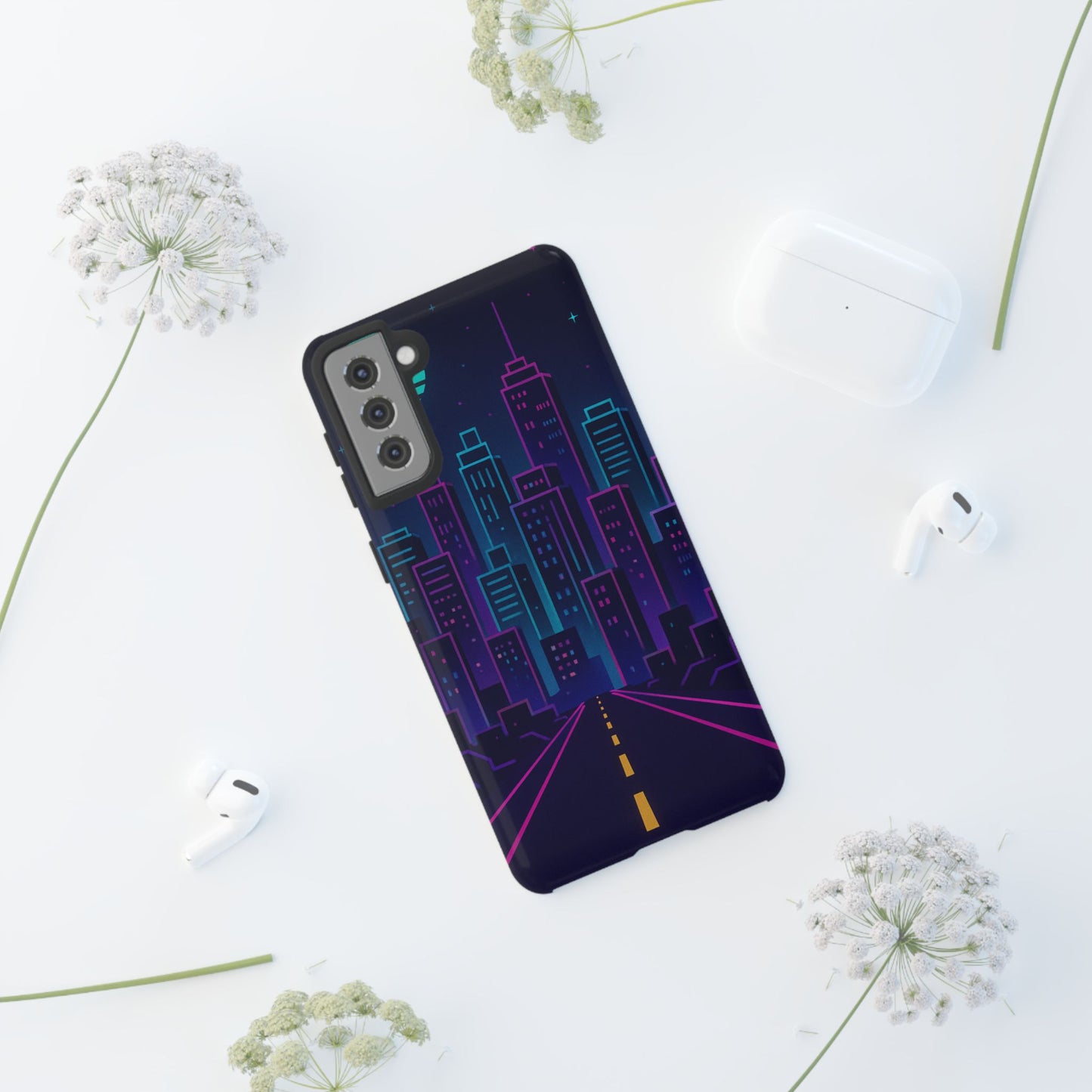 Cityscape Phone Case, Tough Cases, Urban Style, Nighttime Vibe, Phone Cover, Gift for City Lovers, Modern Design