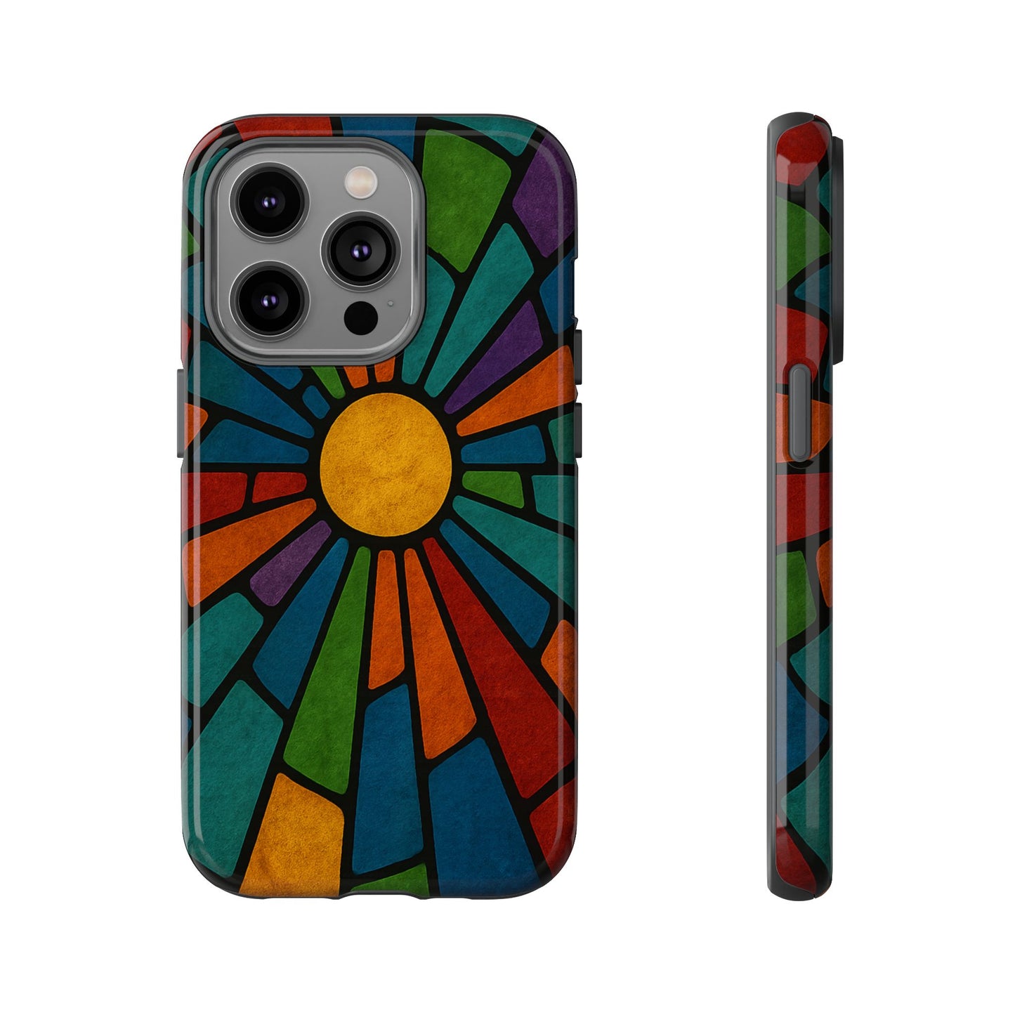Colorful Stained Glass Phone Case, Tough Cases, Artistic Phone Cover, Vibrant Mobile Accessory, Unique Gift for Art Lovers