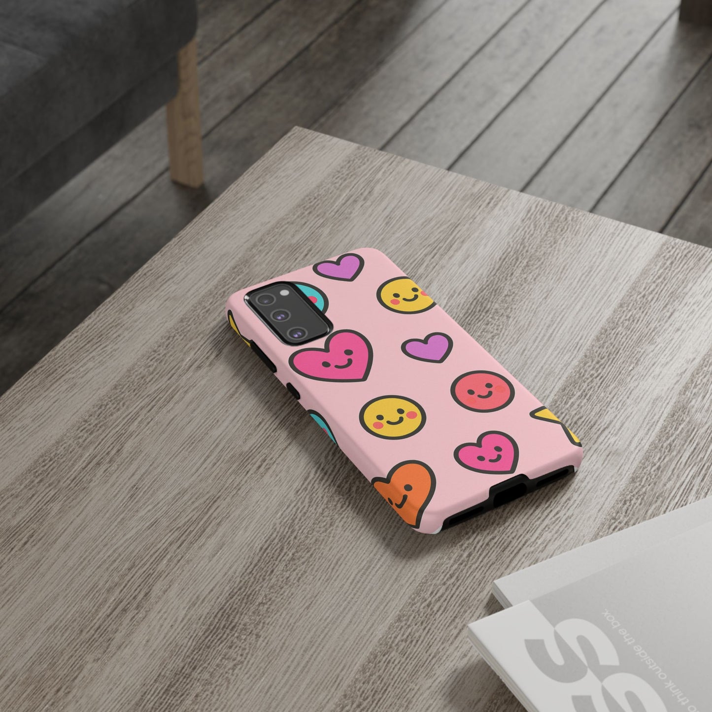 Cute Phone Case with Smiley Faces and Hearts, Fun Gift for Kids and Teens, Cellphone Protector, Birthday Present, Cute Accessories