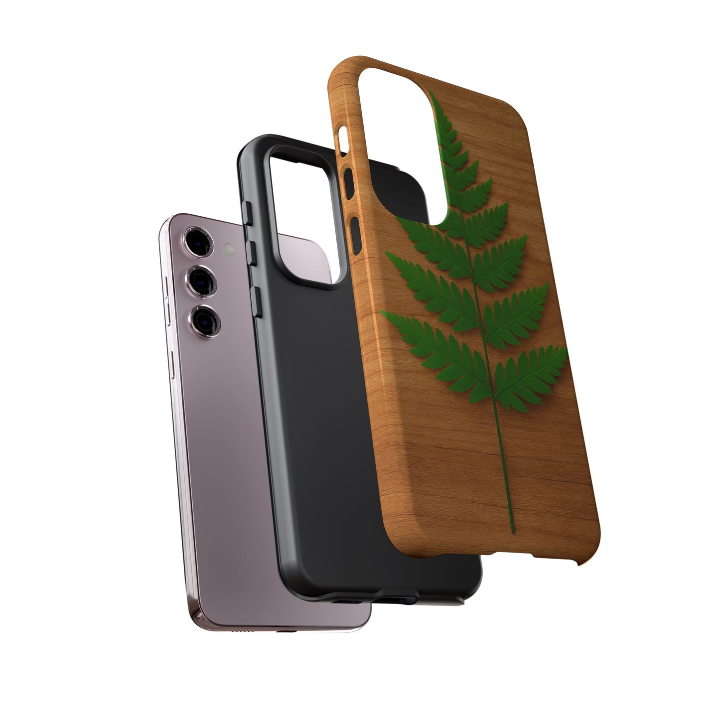 Wooden Fern Phone Case - Eco-Friendly Tough Cases for Nature Lovers, Unique Gift, Customizable Design, Nature-Themed Accessories