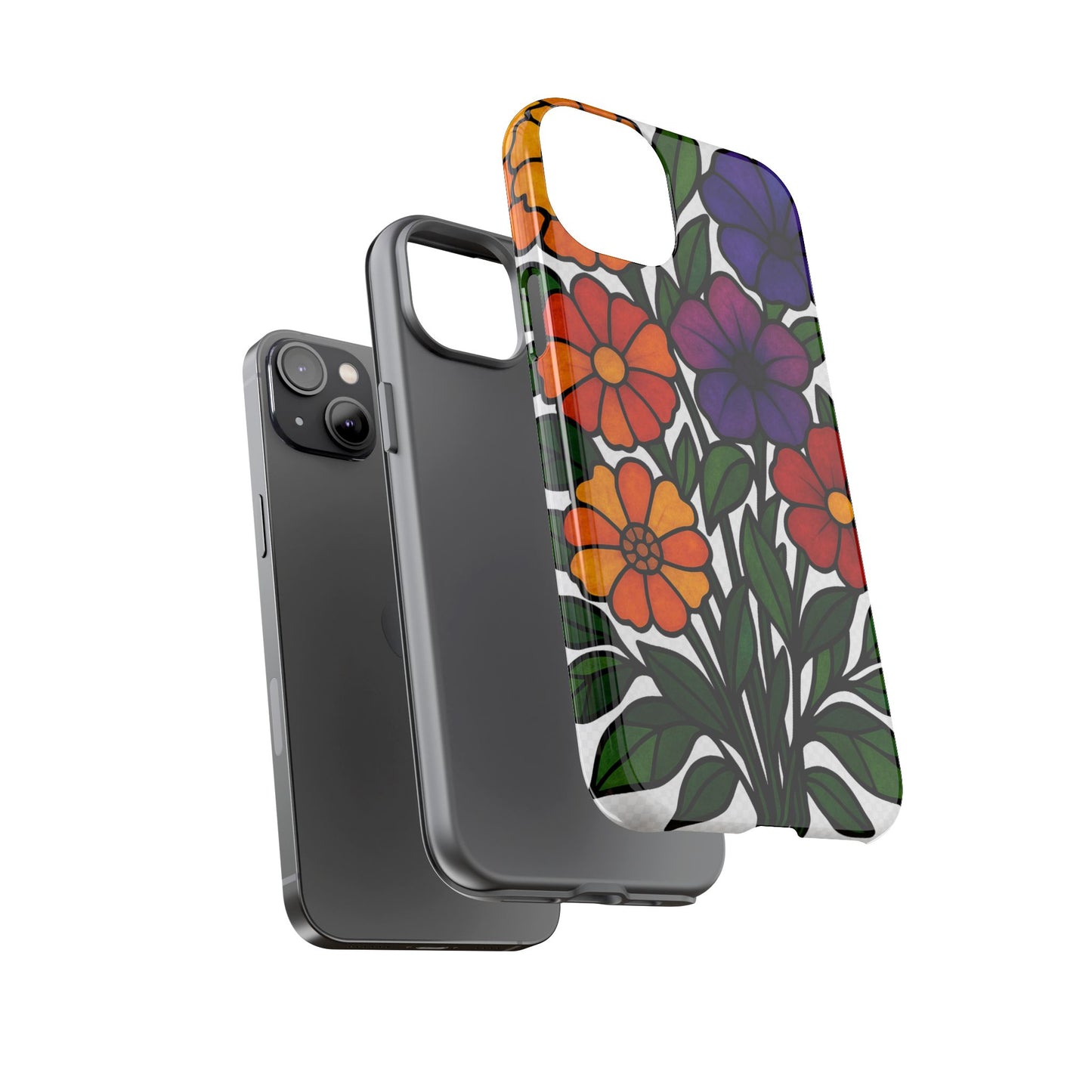 Floral Phone Case, Tough Cases with Colorful Flower Design, Gift for Flower Lovers, Summer Accessories, Trendy Phone Cover