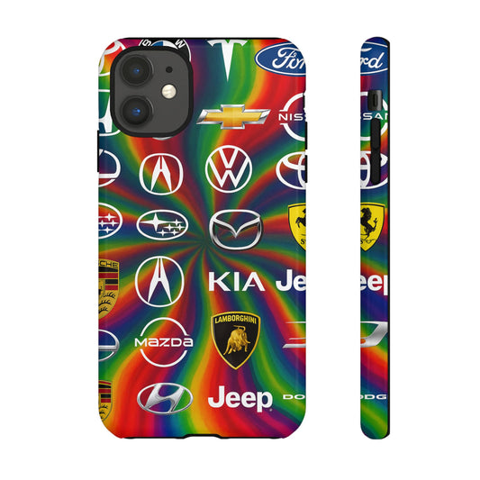 Colorful Car Logos Phone Case - Vibrant Tough Cases for Auto Enthusiasts, Unique Gift for Birthdays, Car Events, and Holidays