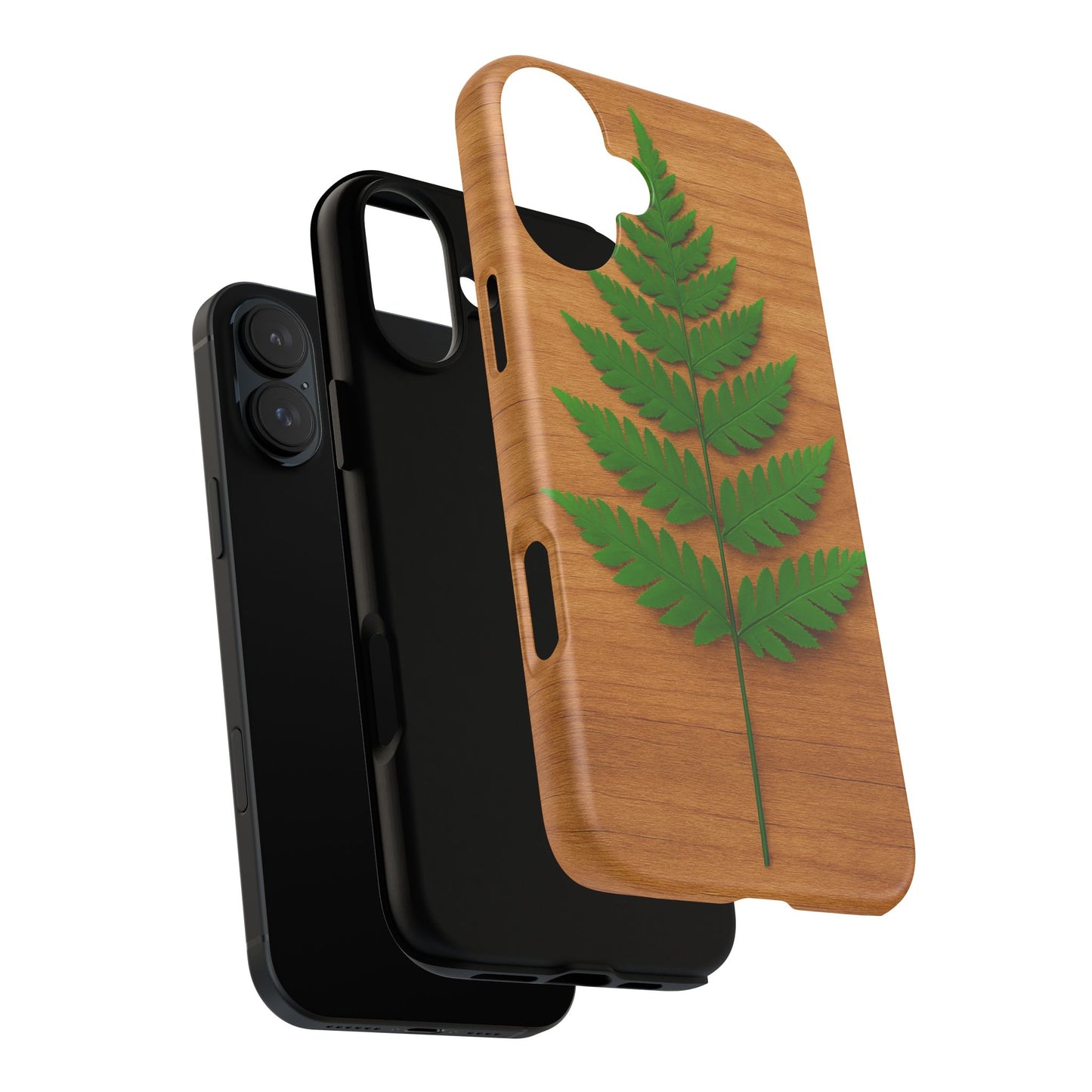 Wooden Fern Phone Case - Eco-Friendly Tough Cases for Nature Lovers, Unique Gift, Customizable Design, Nature-Themed Accessories