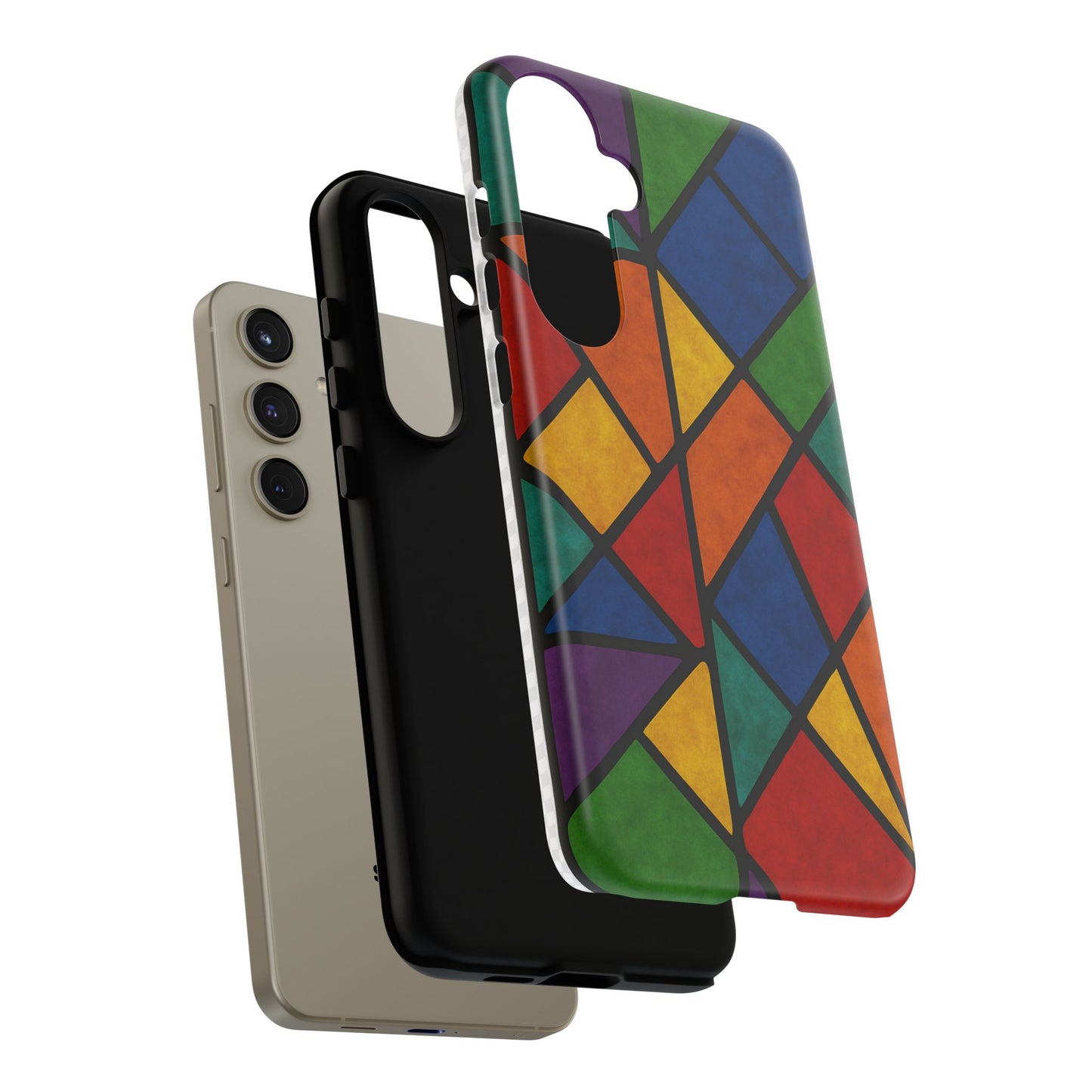 Colorful Phone Case, Stained Glass Pattern, Artistic Phone Cover, Unique Smartphone Protection, Vibrant Gift for All Occasions