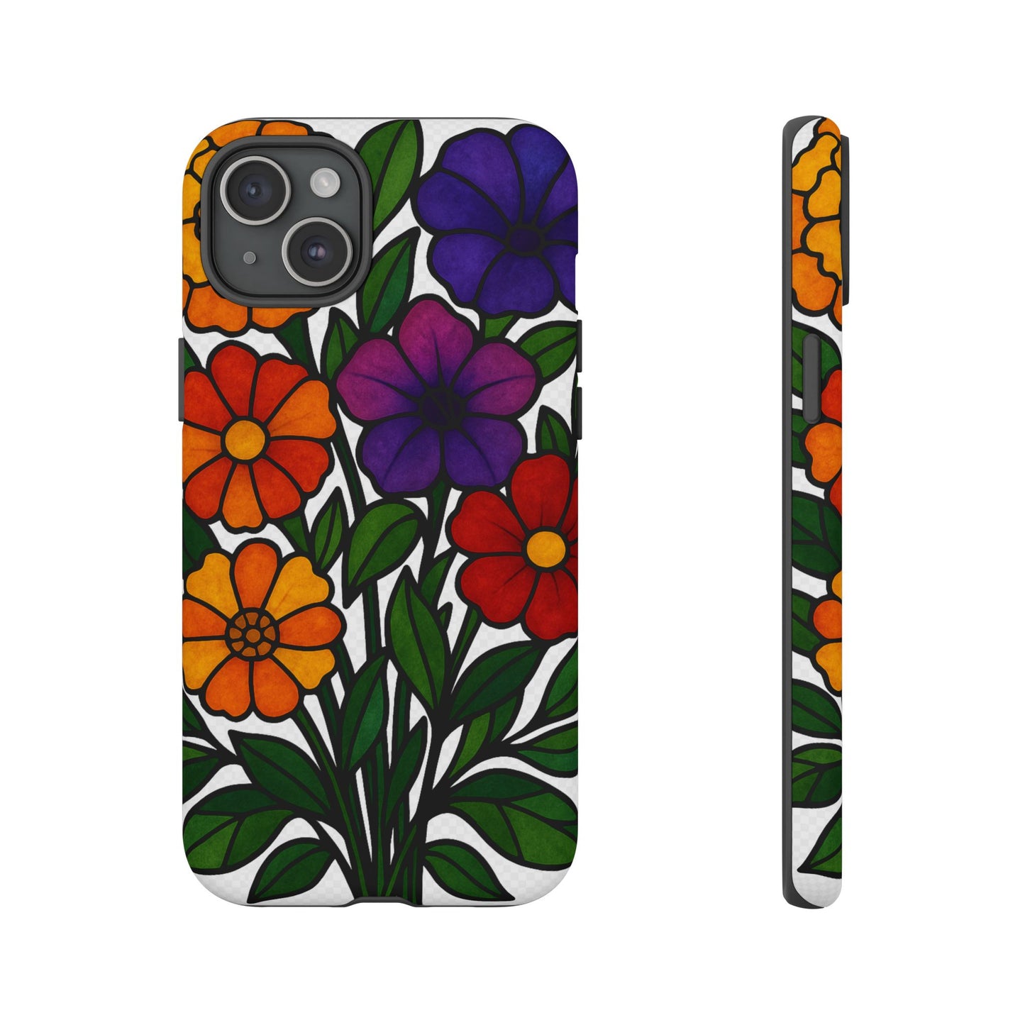 Floral Phone Case, Tough Cases with Colorful Flower Design, Gift for Flower Lovers, Summer Accessories, Trendy Phone Cover