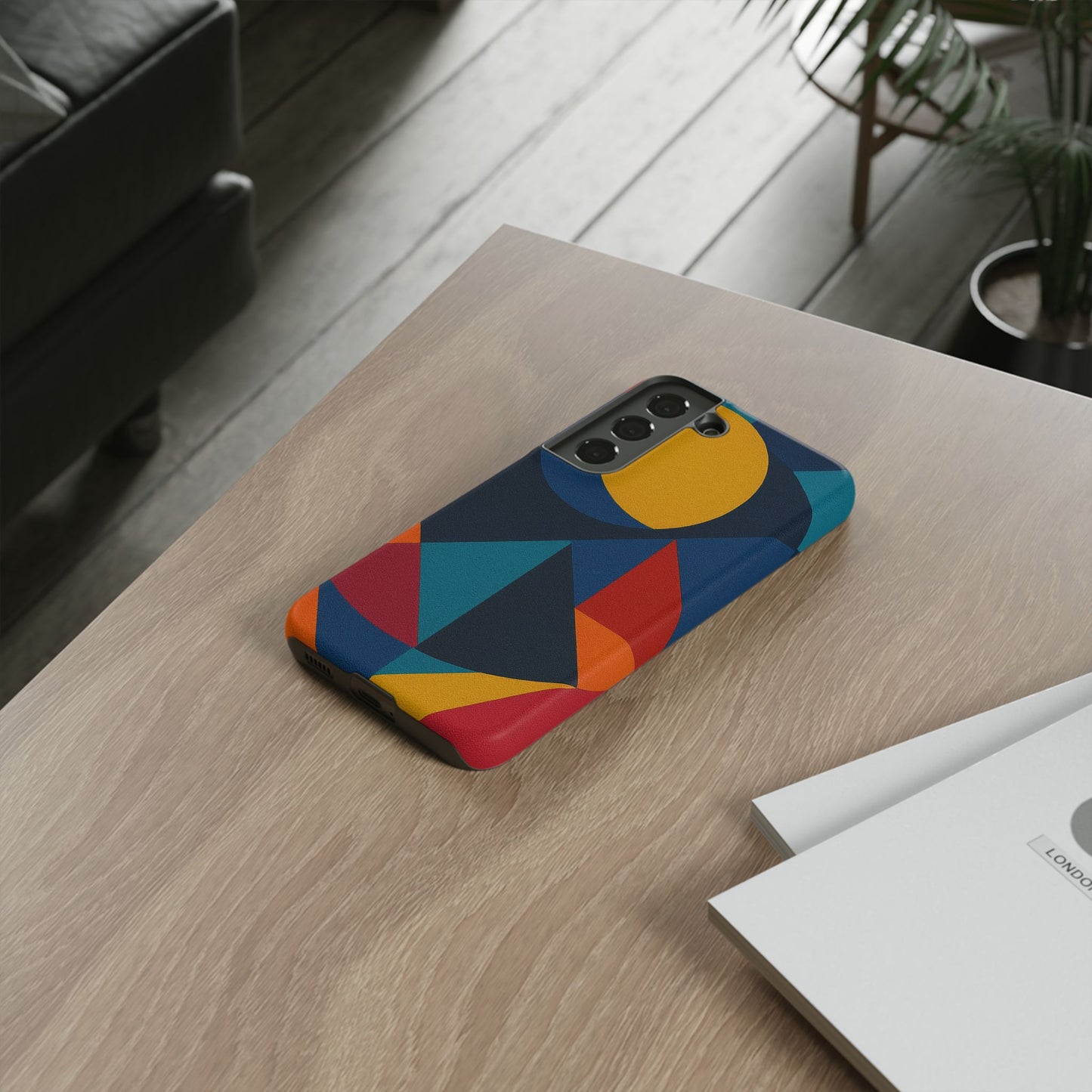 Vibrant Phone Case, Colorful Phone Cover, Geometric Design, Artistic Gift, Trendy Accessory, Vibrant Colors, Unique Design