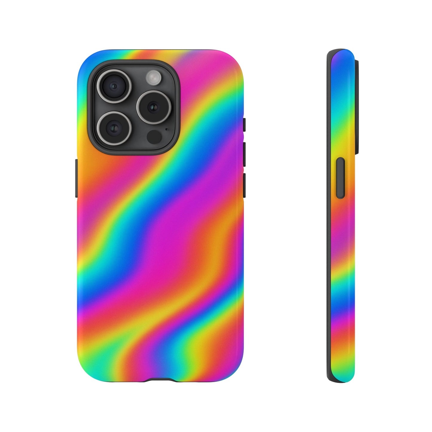 Rainbow Wavy Phone Case - Colorful Tough Cases for Stylish Protection, LGBTQ+ Pride Gift, Trendy Phone Accessory, Birthday, Holiday Present