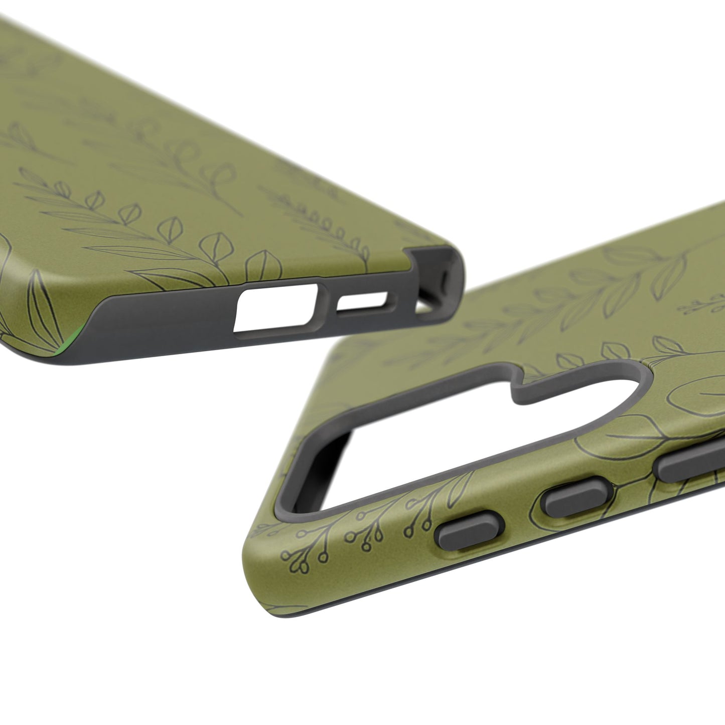 Stylish Phone Case, Botanical Design, Tough Phone Cover, Green Floral Case, Nature Inspired Gift, Eco-Friendly Accessory