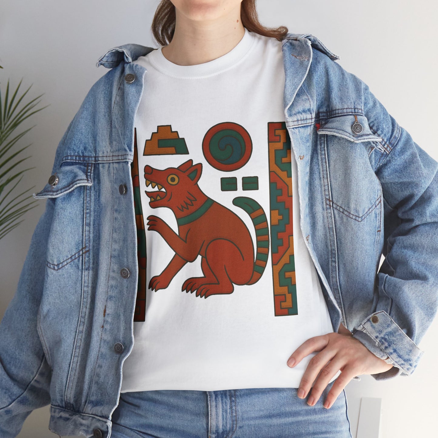 Aztec-Inspired Unisex Heavy Cotton Tee, Unique Graphic Shirt, Casual Wear, Gift for Art Lovers, Bohemian Style T-Shirt, aztec