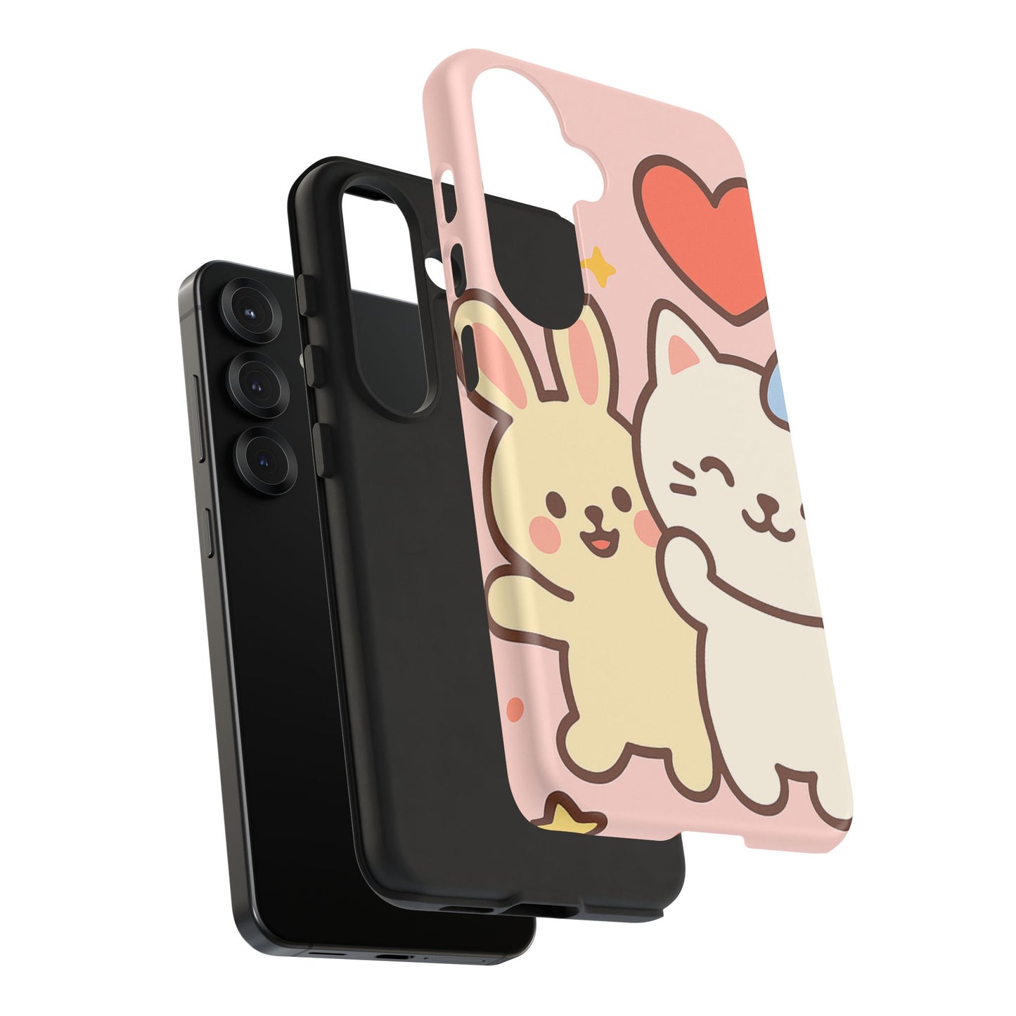 Cute Animal Phone Case -Tough Cases with Bunny and Cat Design, Kawaii Gift for Kids, Birthday, Everyday Use, Phone Accessories, teenage girl