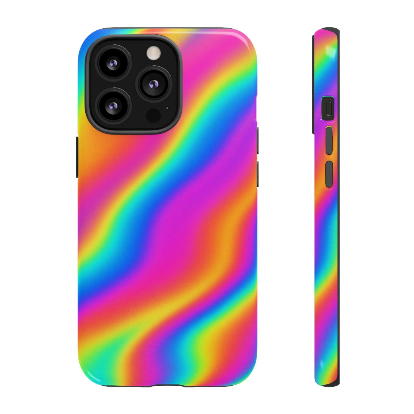 Rainbow Wavy Phone Case - Colorful Tough Cases for Stylish Protection, LGBTQ+ Pride Gift, Trendy Phone Accessory, Birthday, Holiday Present