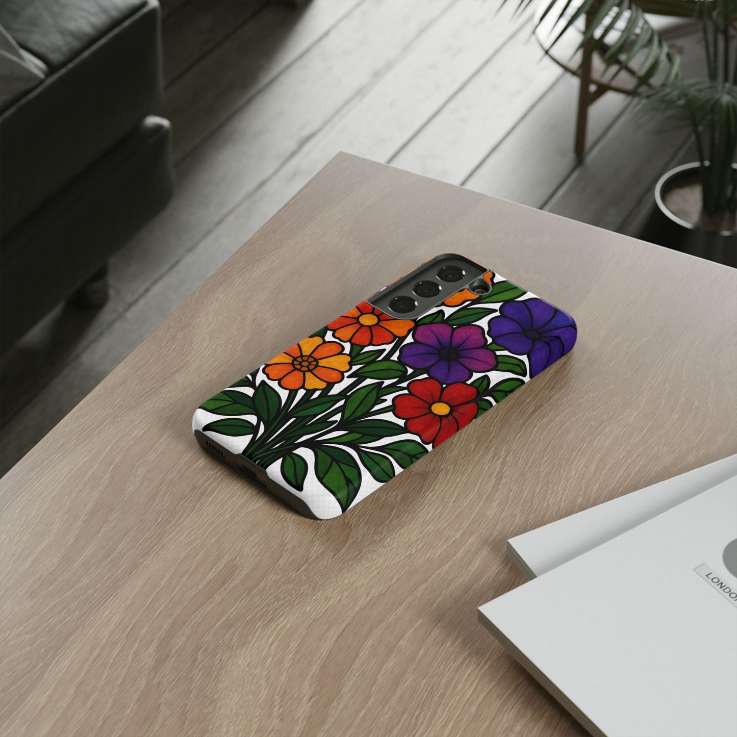 Floral Phone Case, Tough Cases with Colorful Flower Design, Gift for Flower Lovers, Summer Accessories, Trendy Phone Cover