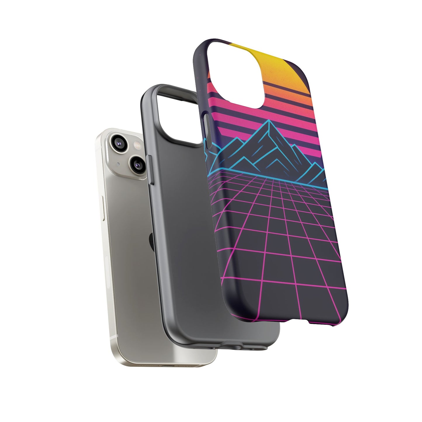 Retro Sunset Phone Case, Vintage Neon Case, 80s Aesthetic Cover, Gift for Tech Lovers, Unique Phone Accessories