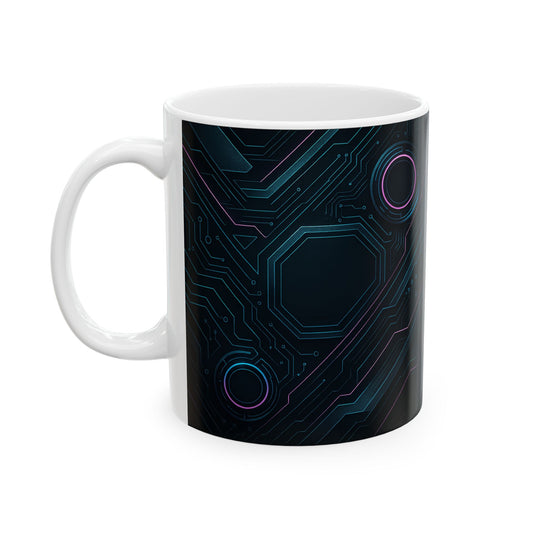 Futuristic Circuitry Ceramic Mug | Geeky Gift, Tech Lover, Home Office Decor, Unique Coffee Cup, Personalized Tea Mug
