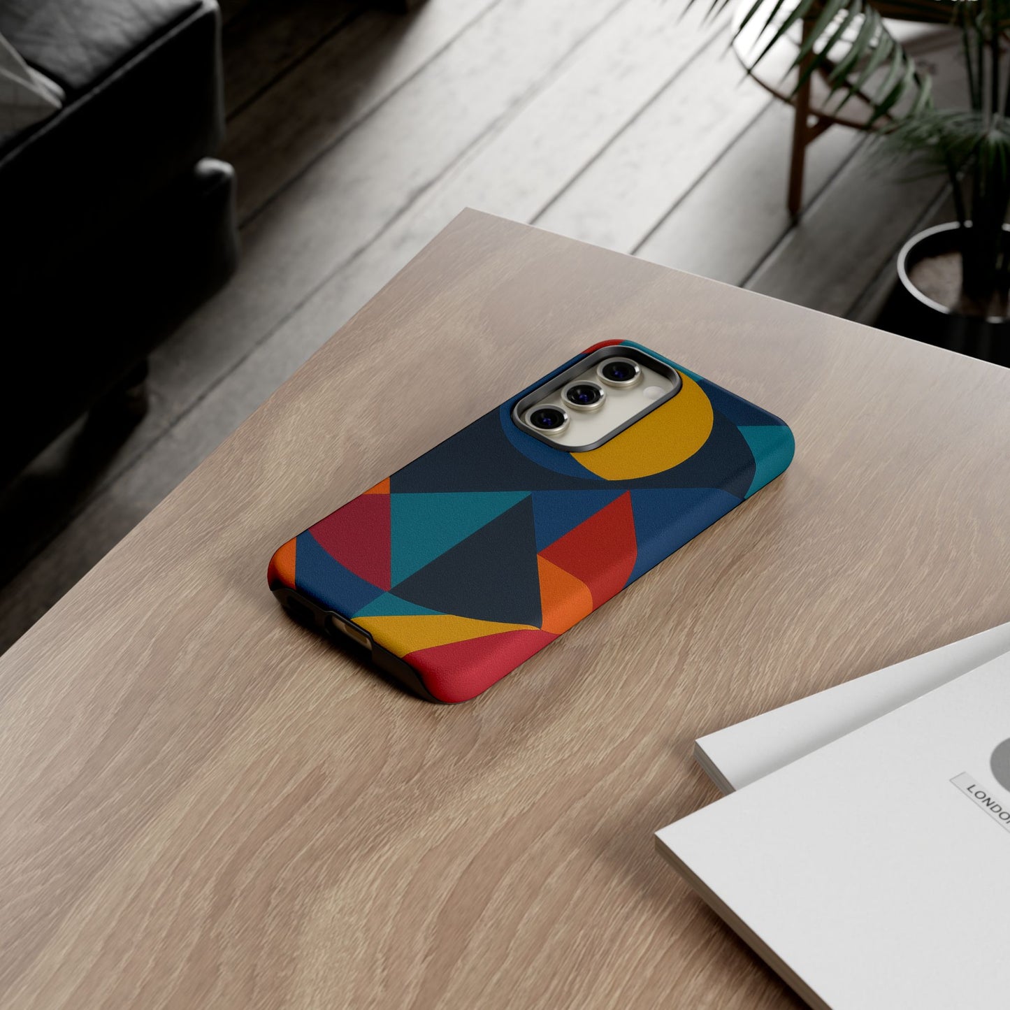 Vibrant Phone Case, Colorful Phone Cover, Geometric Design, Artistic Gift, Trendy Accessory, Vibrant Colors, Unique Design
