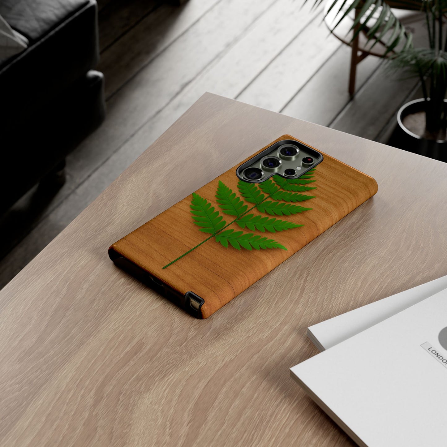 Wooden Fern Phone Case - Eco-Friendly Tough Cases for Nature Lovers, Unique Gift, Customizable Design, Nature-Themed Accessories