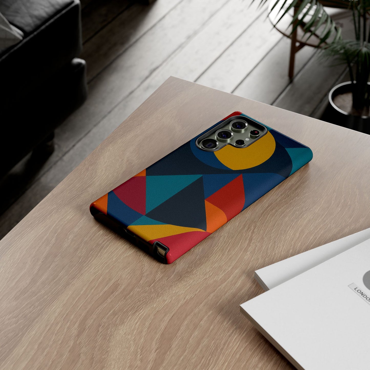Vibrant Phone Case, Colorful Phone Cover, Geometric Design, Artistic Gift, Trendy Accessory, Vibrant Colors, Unique Design