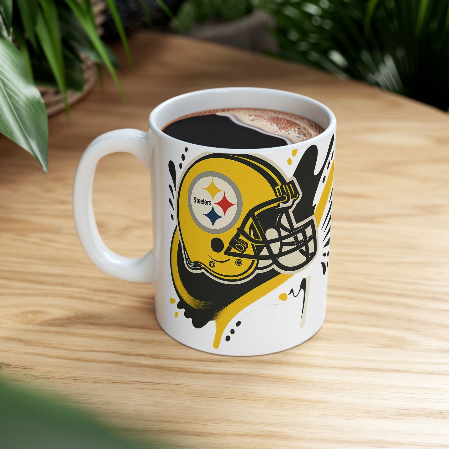 Steelers Football Ceramic Mug, 11oz or 15oz, Gift for Fans, Game Day Coffee Cup, Sports Decor