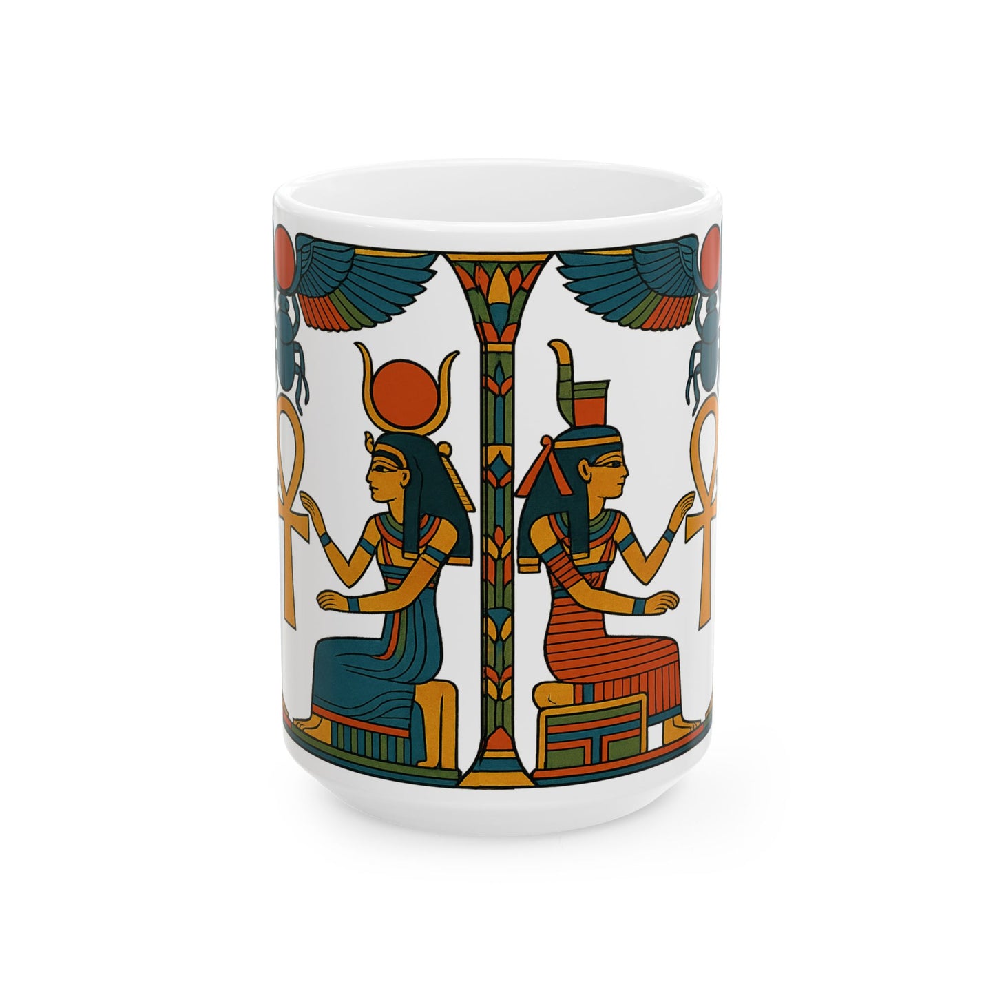 Egyptian Queen Ceramic Mug, Unique Gift for Art Lovers, Bohemian Decor, Coffee Mug, 11oz or 15oz Options
