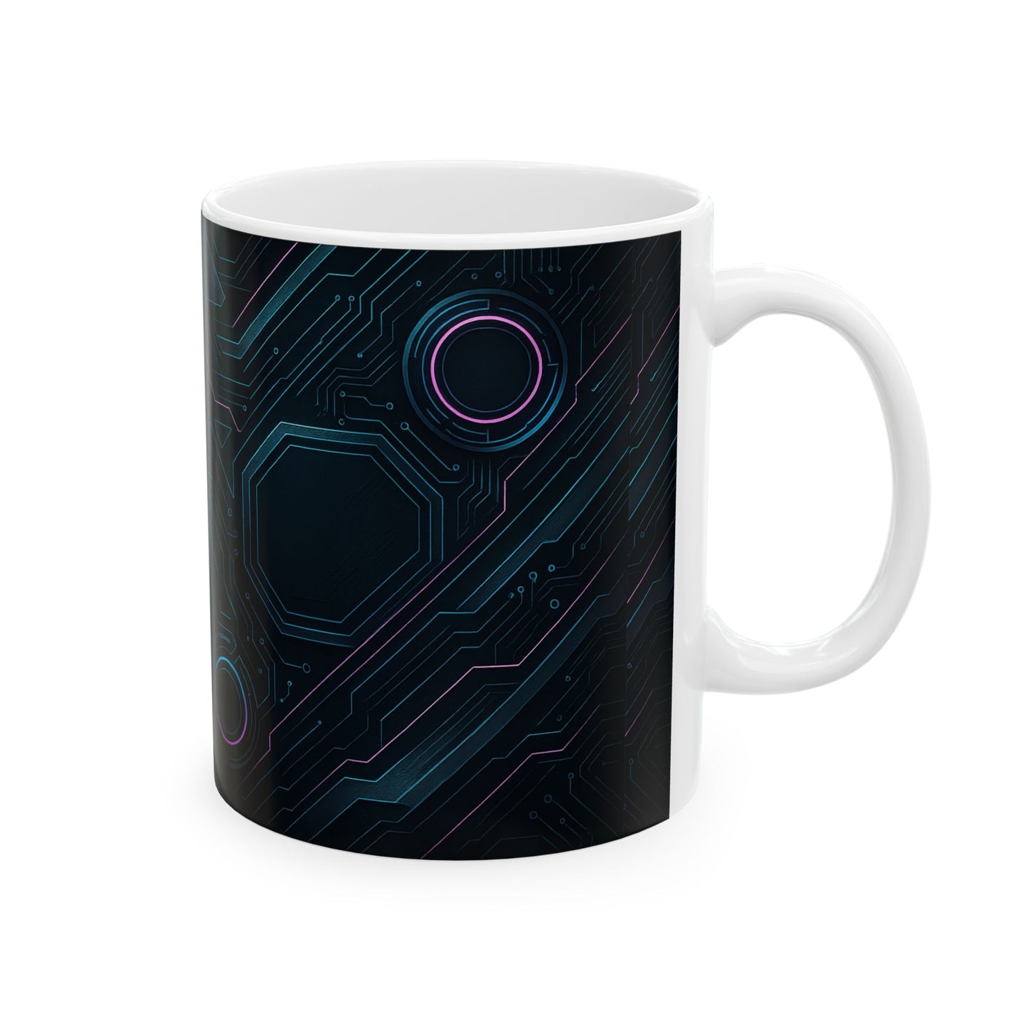 Futuristic Circuitry Ceramic Mug | Geeky Gift, Tech Lover, Home Office Decor, Unique Coffee Cup, Personalized Tea Mug