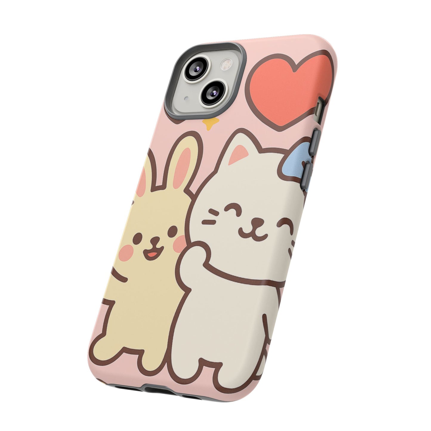 Cute Animal Phone Case -Tough Cases with Bunny and Cat Design, Kawaii Gift for Kids, Birthday, Everyday Use, Phone Accessories, teenage girl